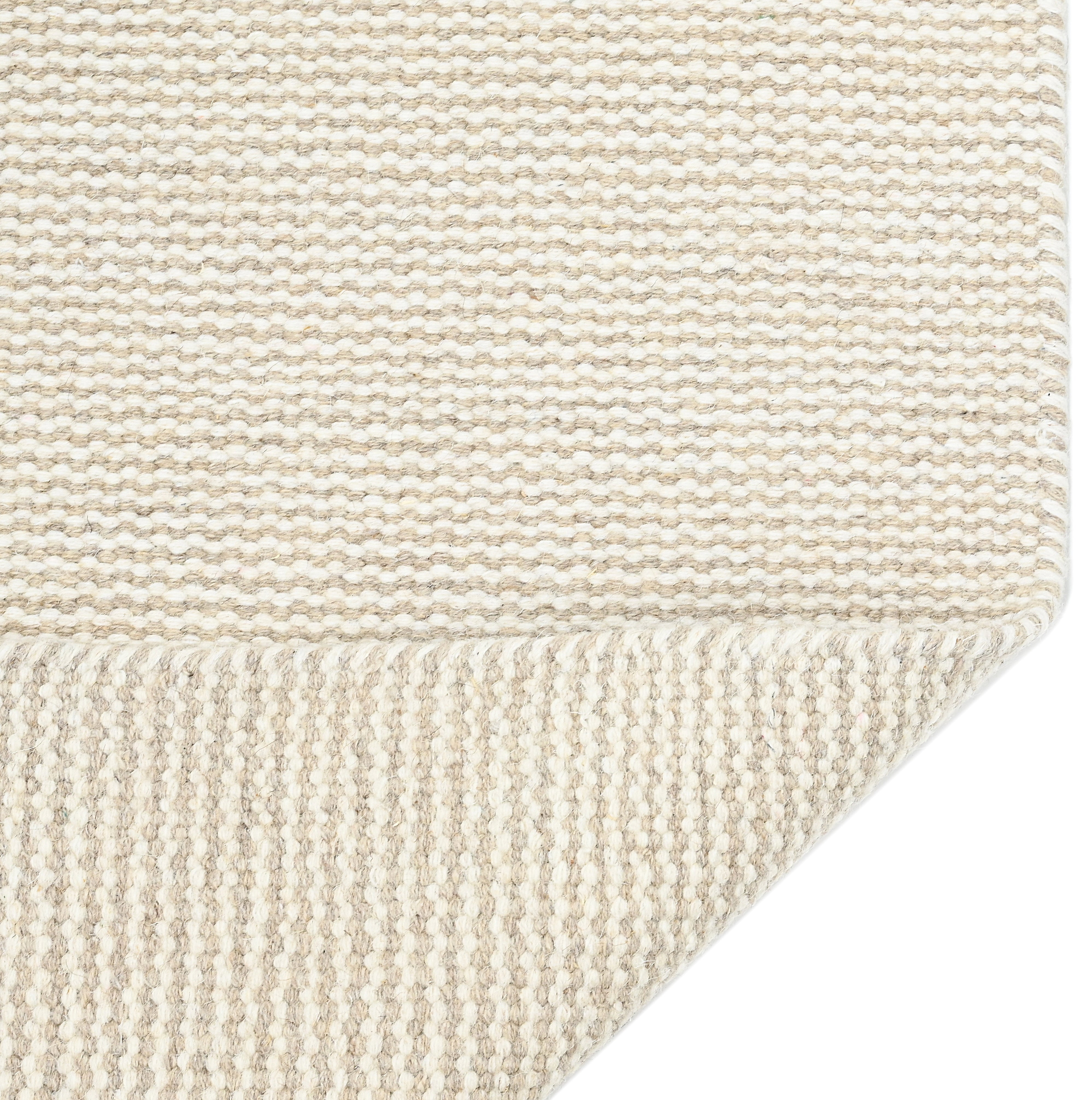 Beige & White Wool & Cotton Rug