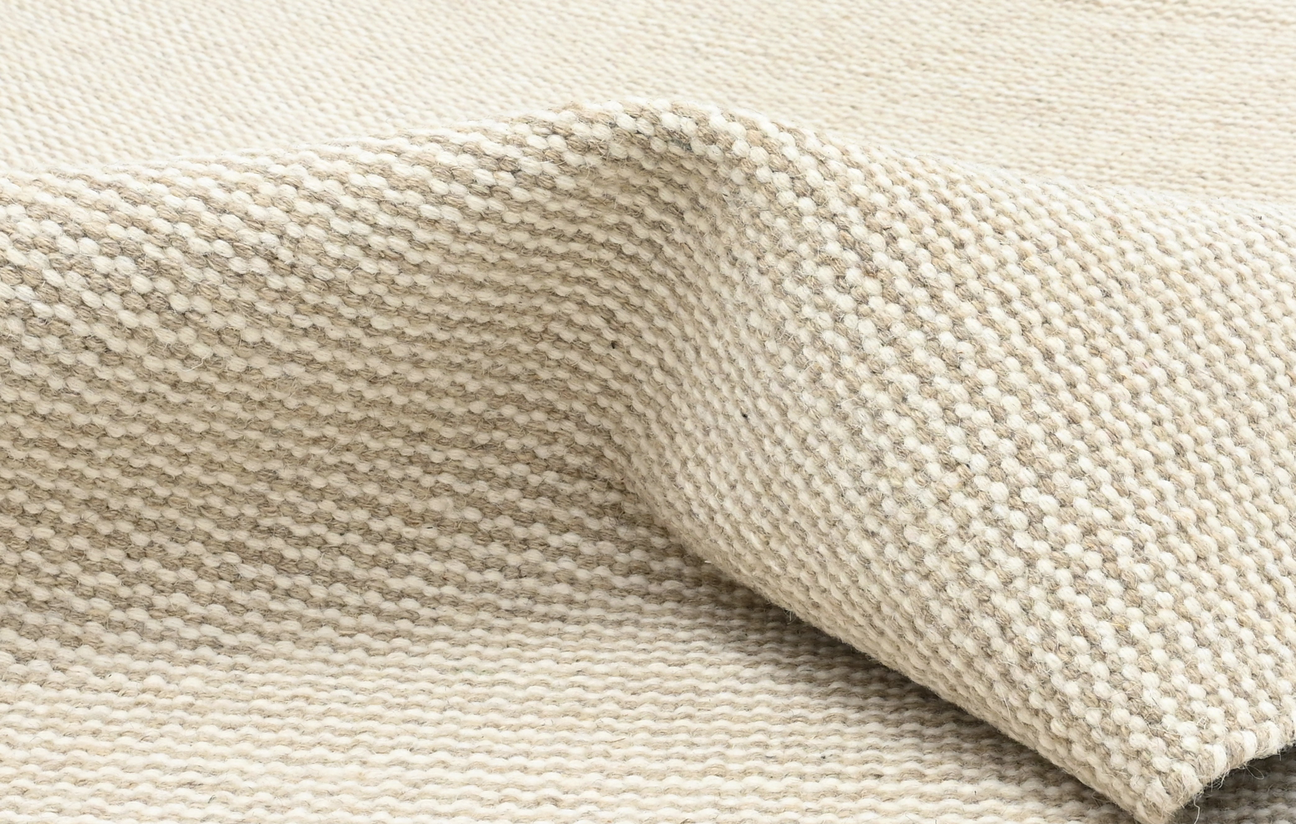 Beige & White Wool & Cotton Rug