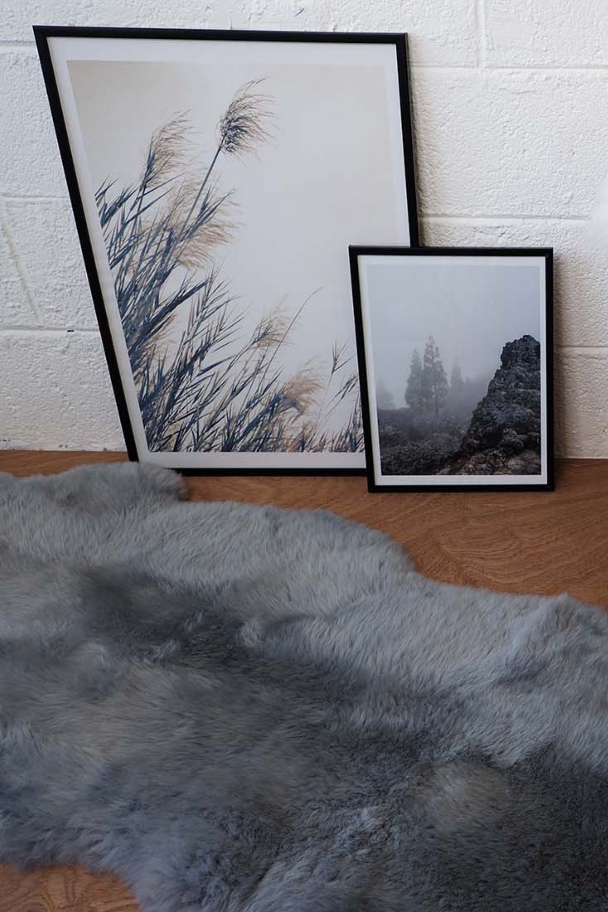 double Irish dark grey sheepskin rug