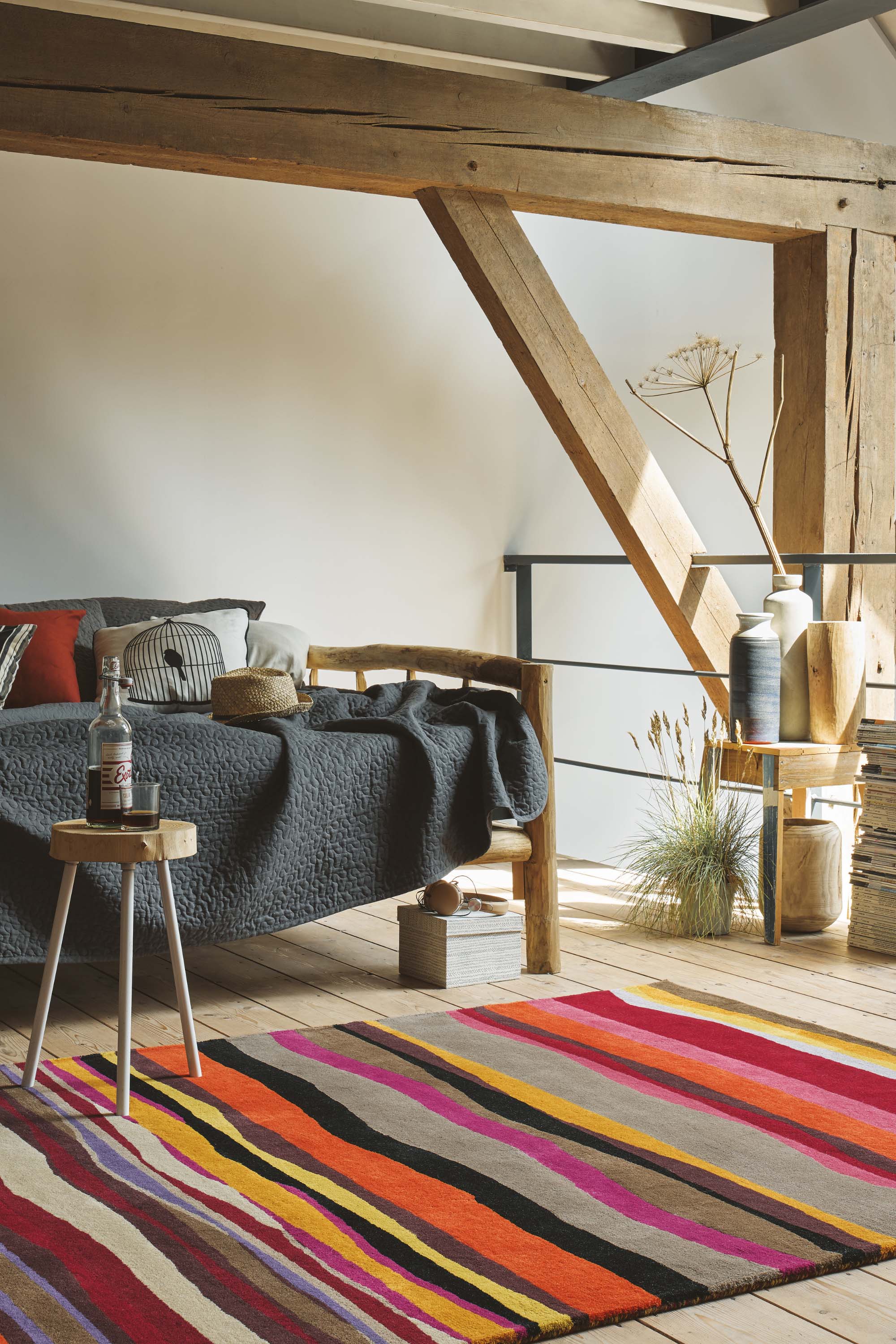 brink and campman wool rug with a multicolour abstract stripe pattern