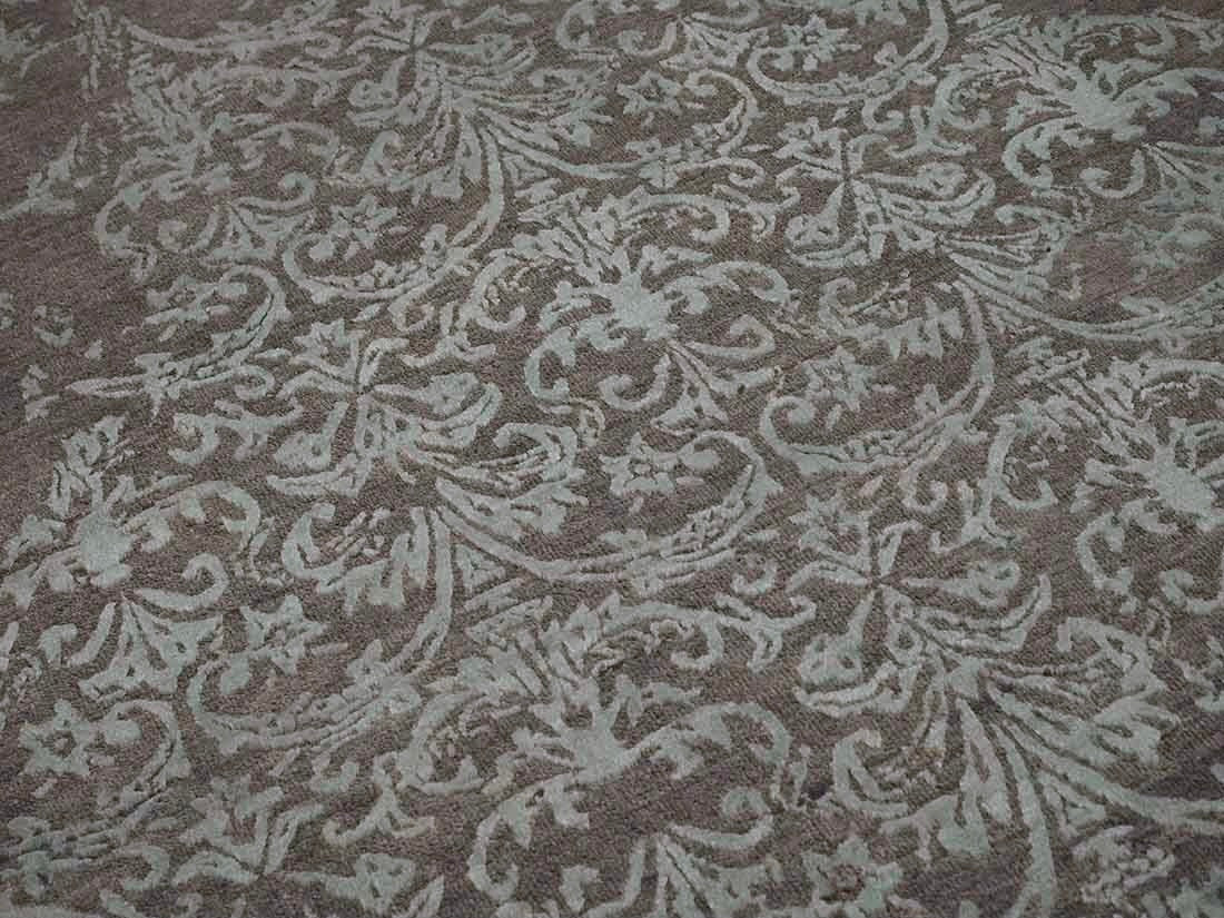 Luxury grey and blue damask rug