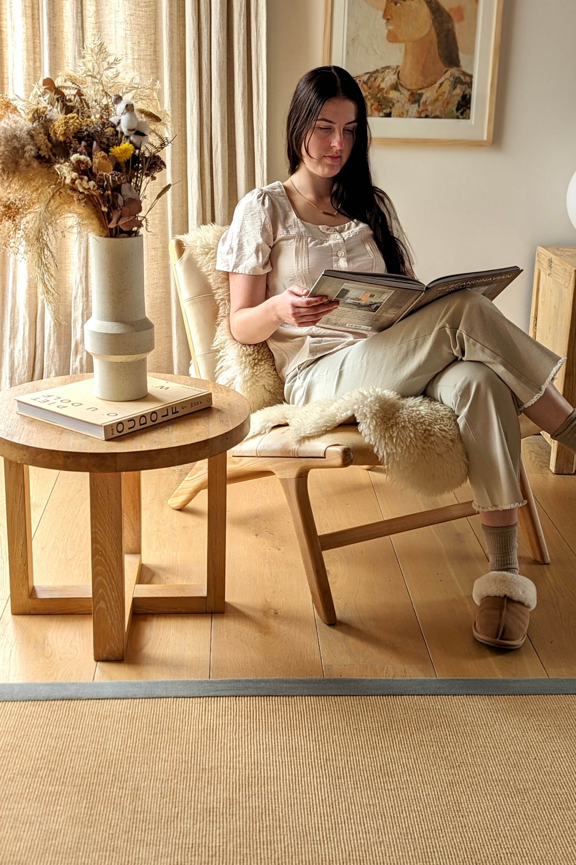 Sisal rug with grey linen border