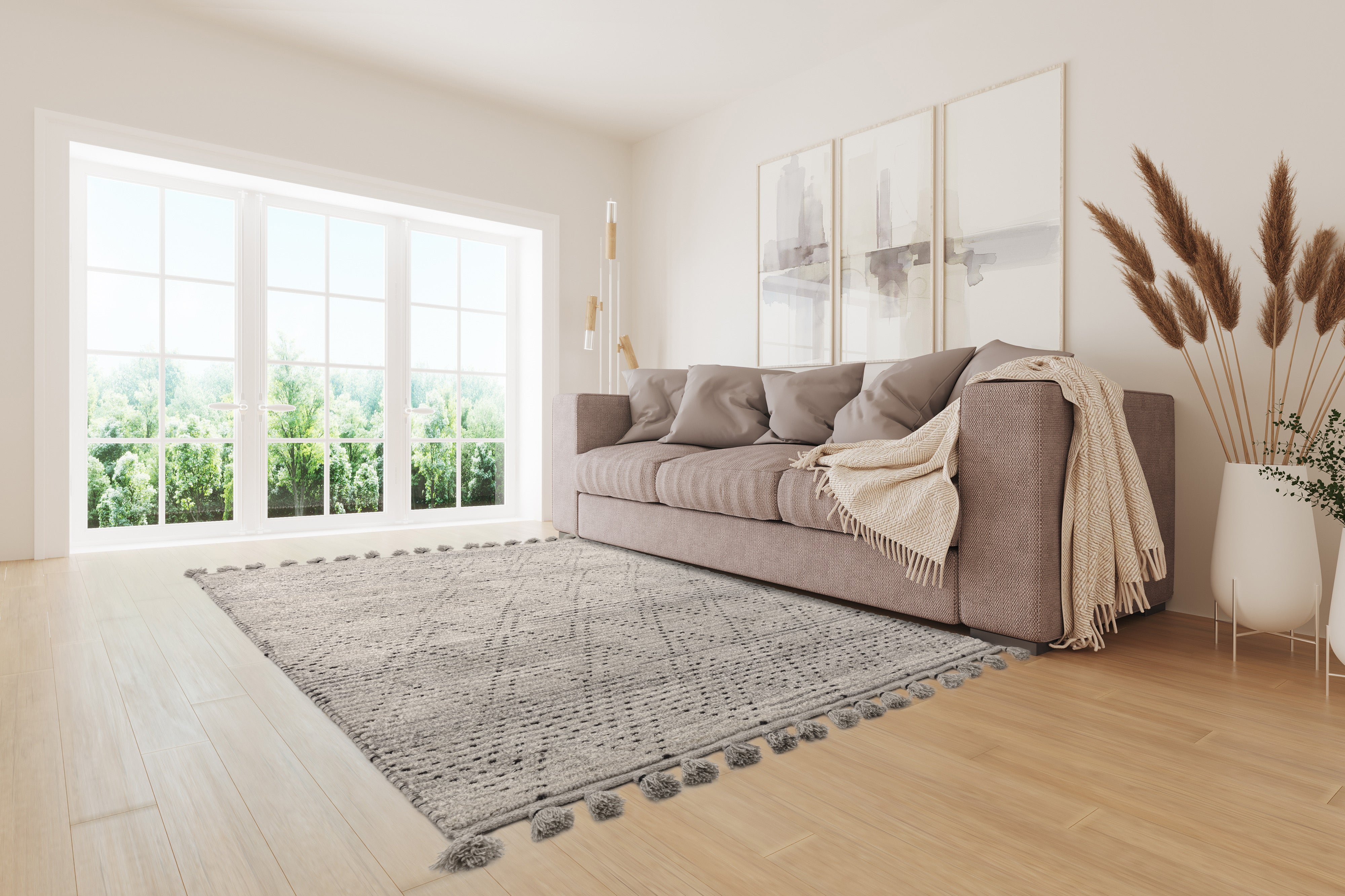 Nepal Grey & Black Diamond Rug
