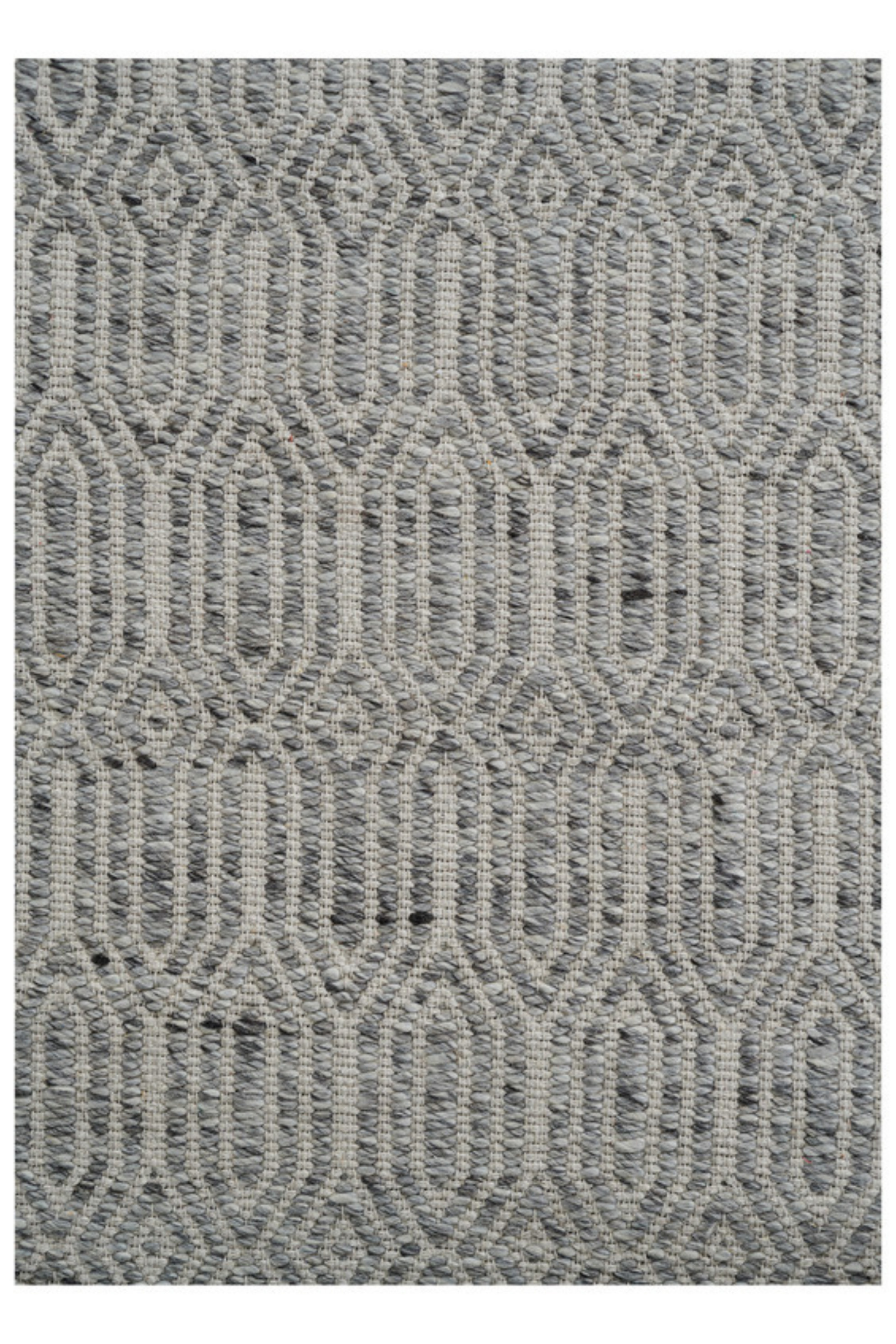 Woven grey wool/cotton/viscose rug