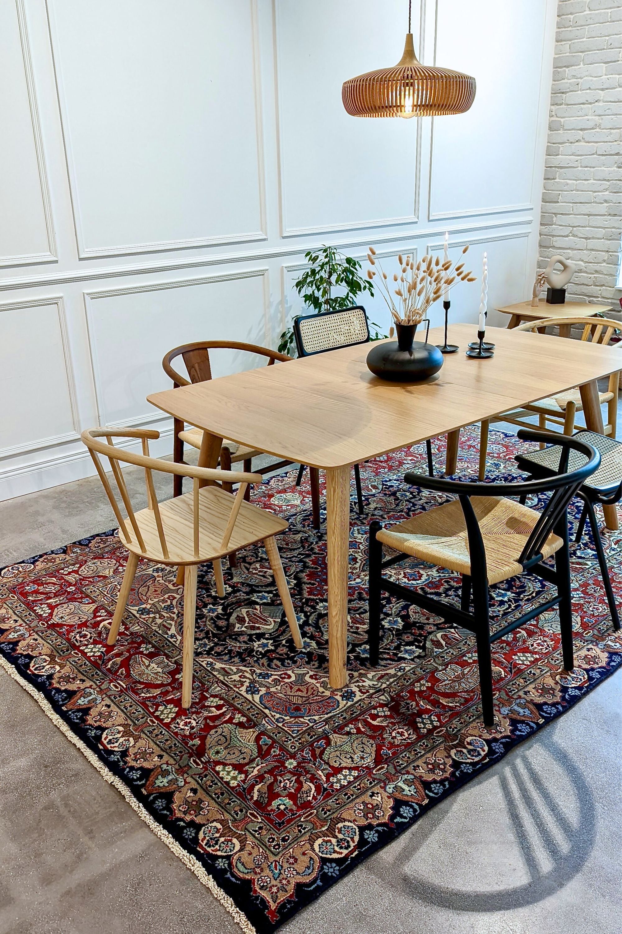 Authentic persian rug with a traditional floral design in red