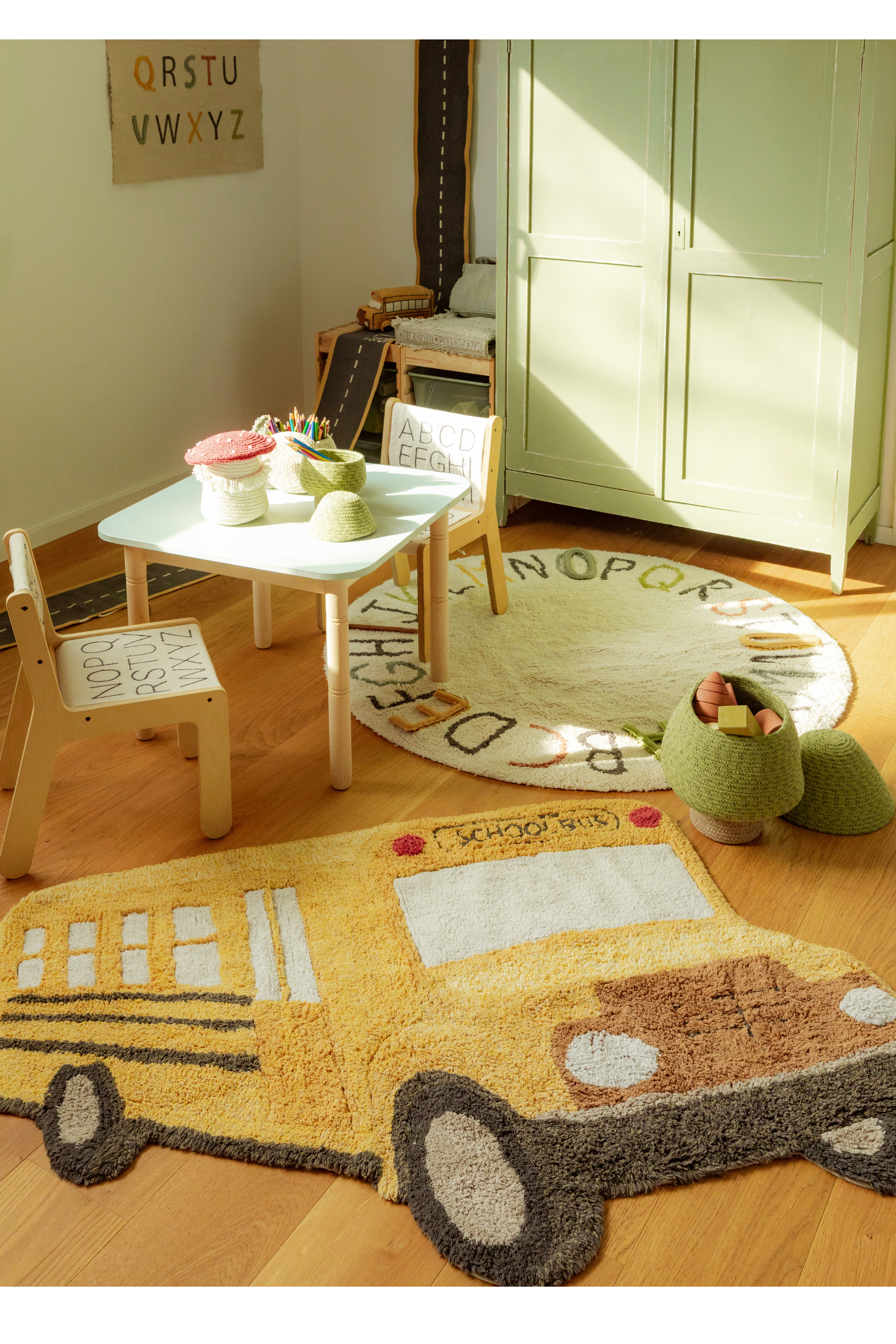 Washable Rug School Bus