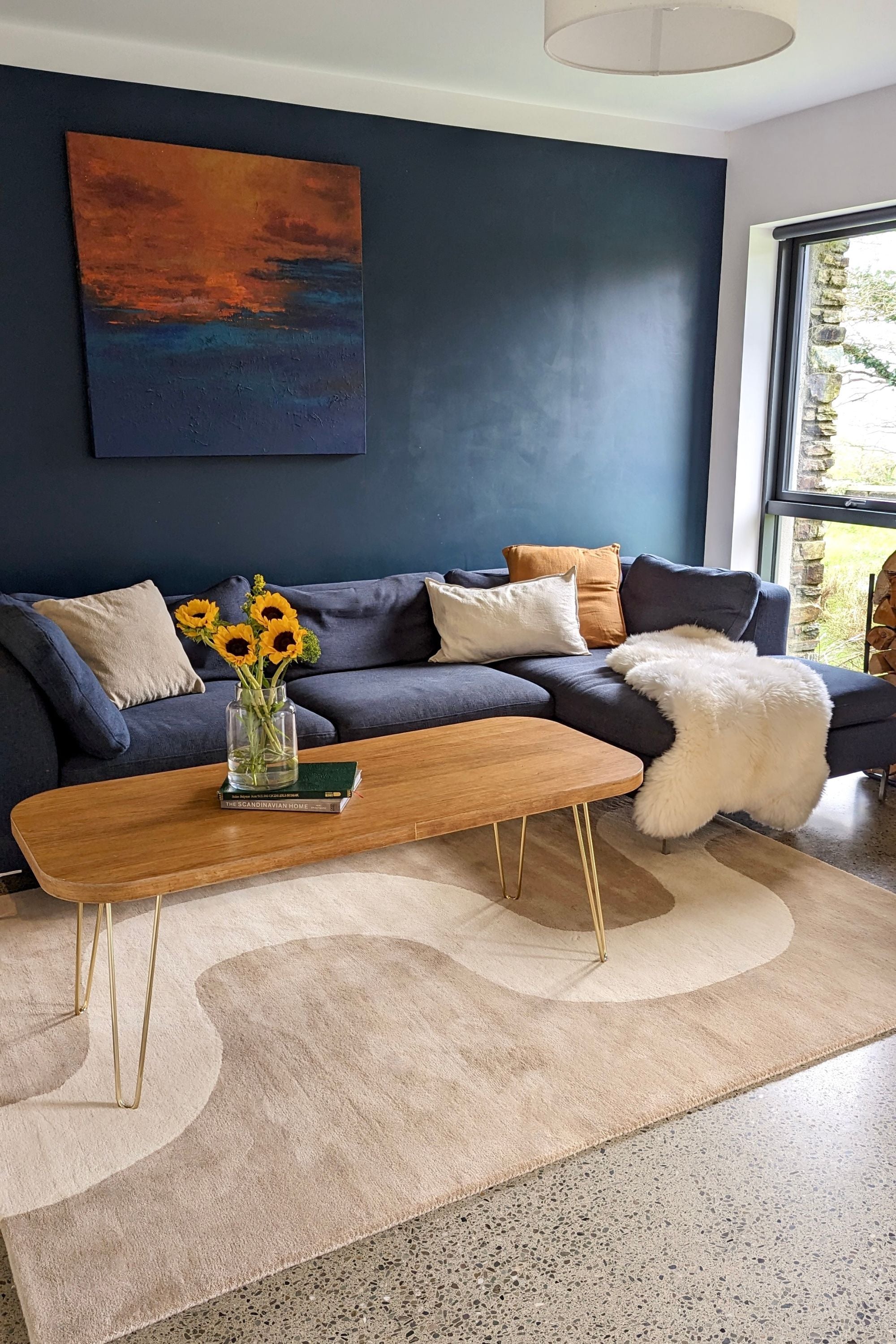 Beige rug with cream winding pattern