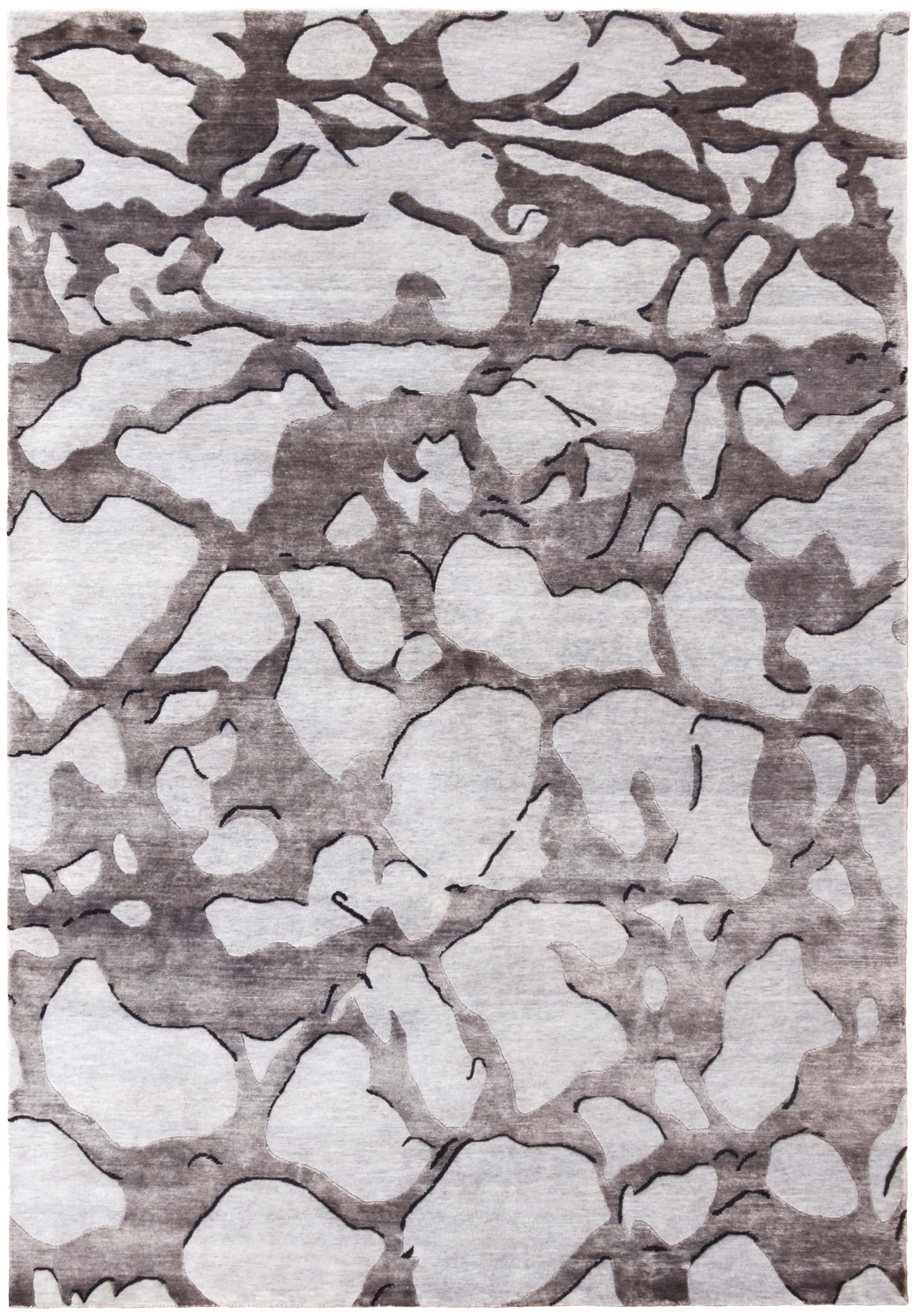 Luxury grey and silver rug with abstract pattern