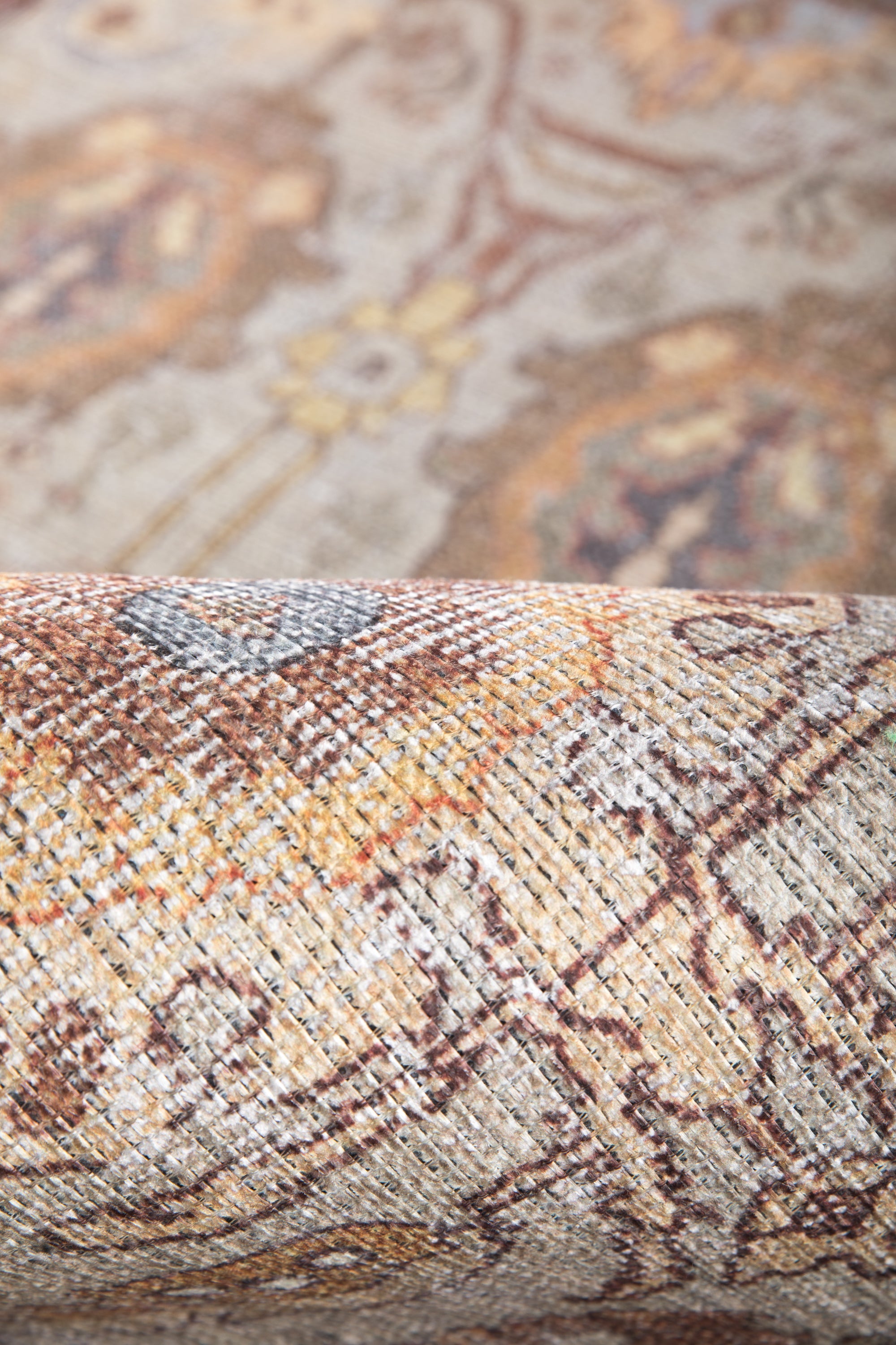 Vintage style Persian rug with bordered floral pattern