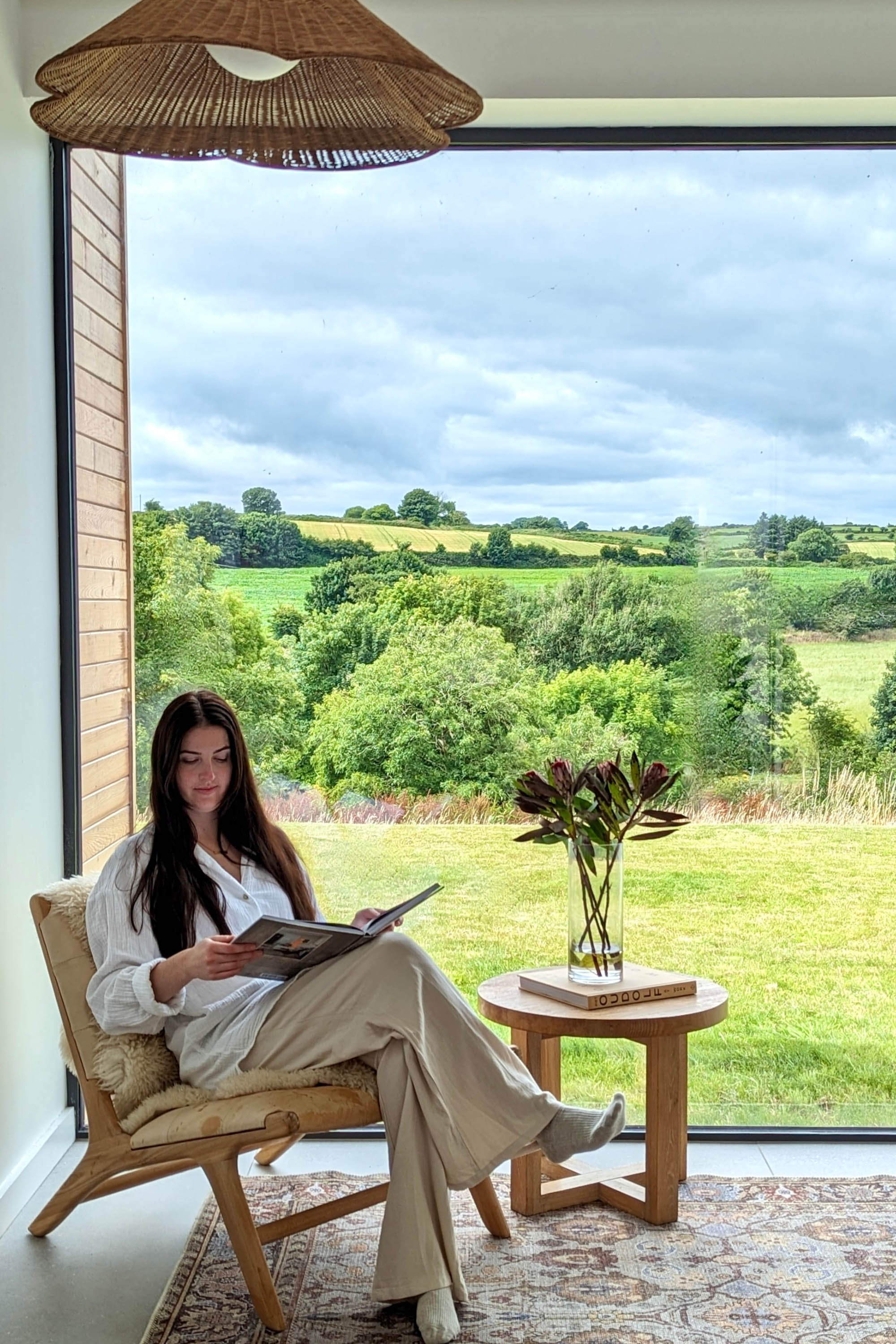 Vintage style Persian rug with bordered floral pattern