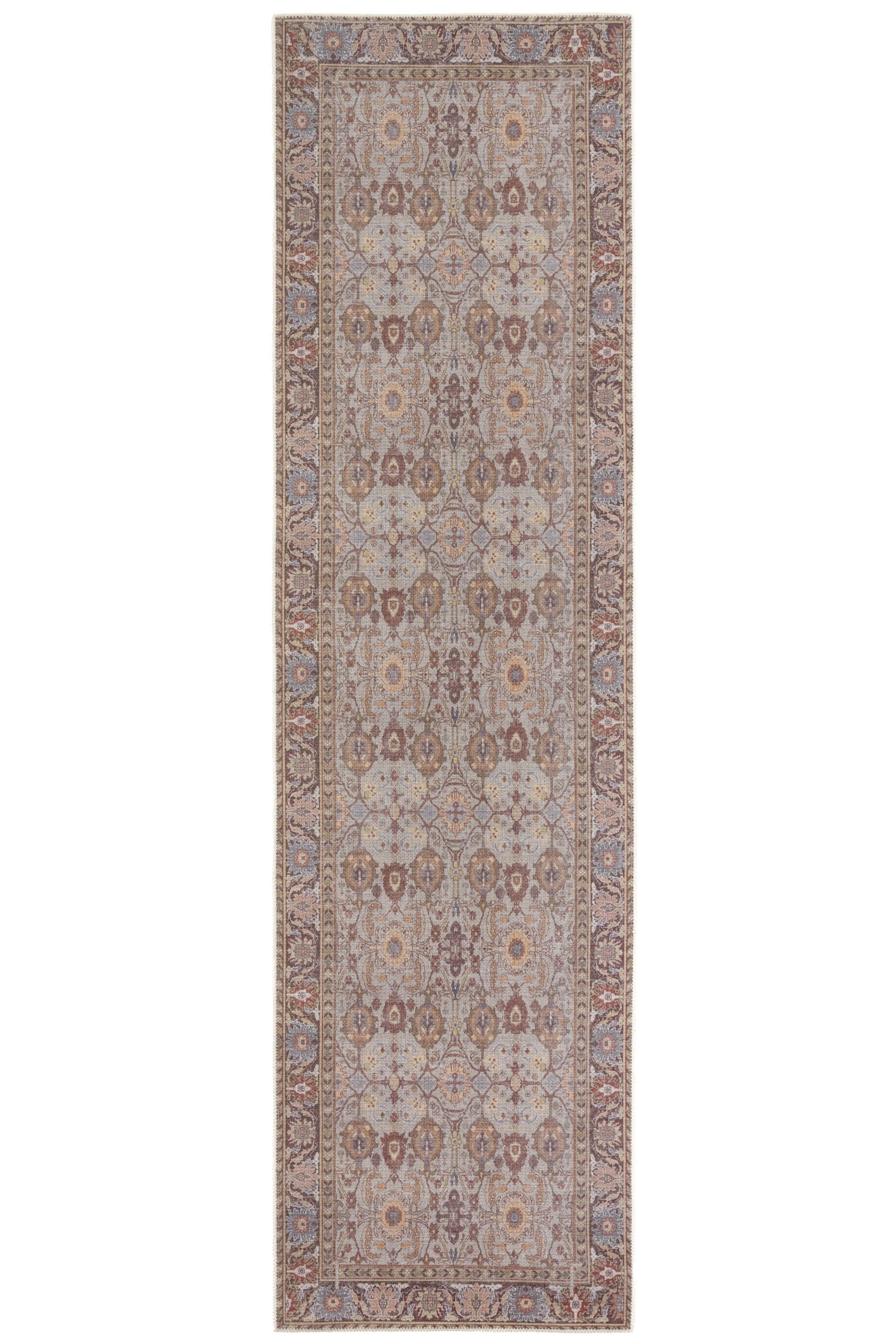 Vintage style Persian runner with bordered floral pattern