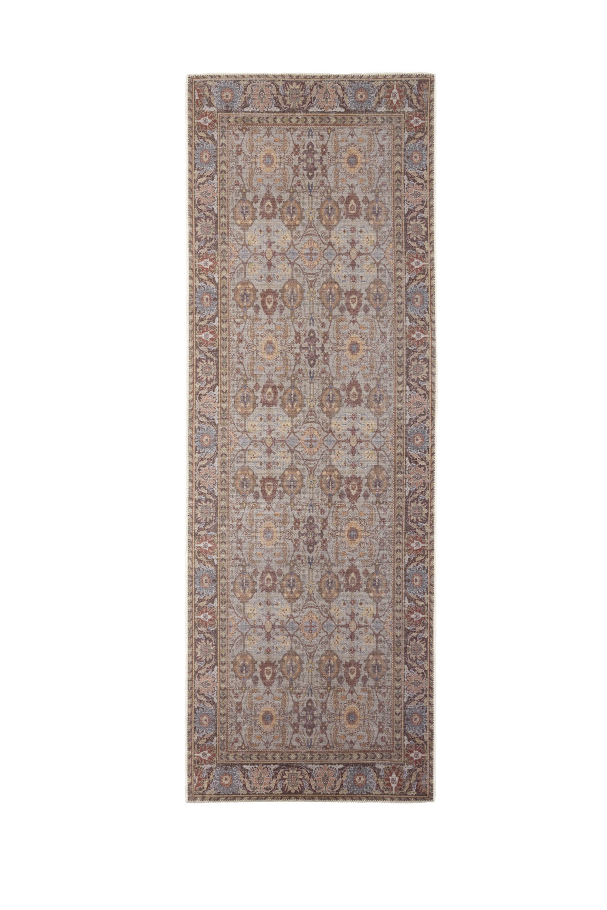 Vintage style Persian runner with bordered floral pattern