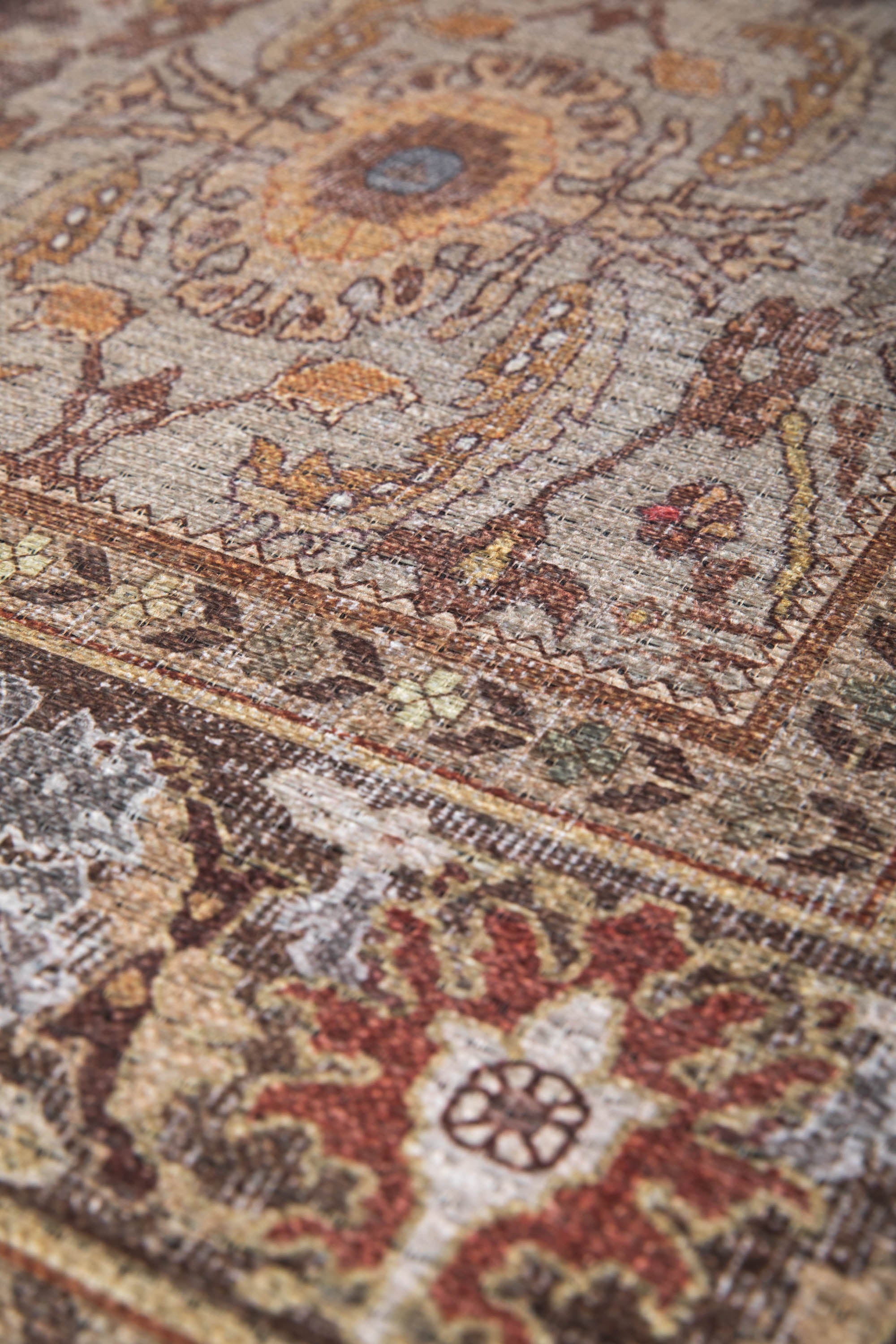 Vintage style Persian runner with bordered floral pattern