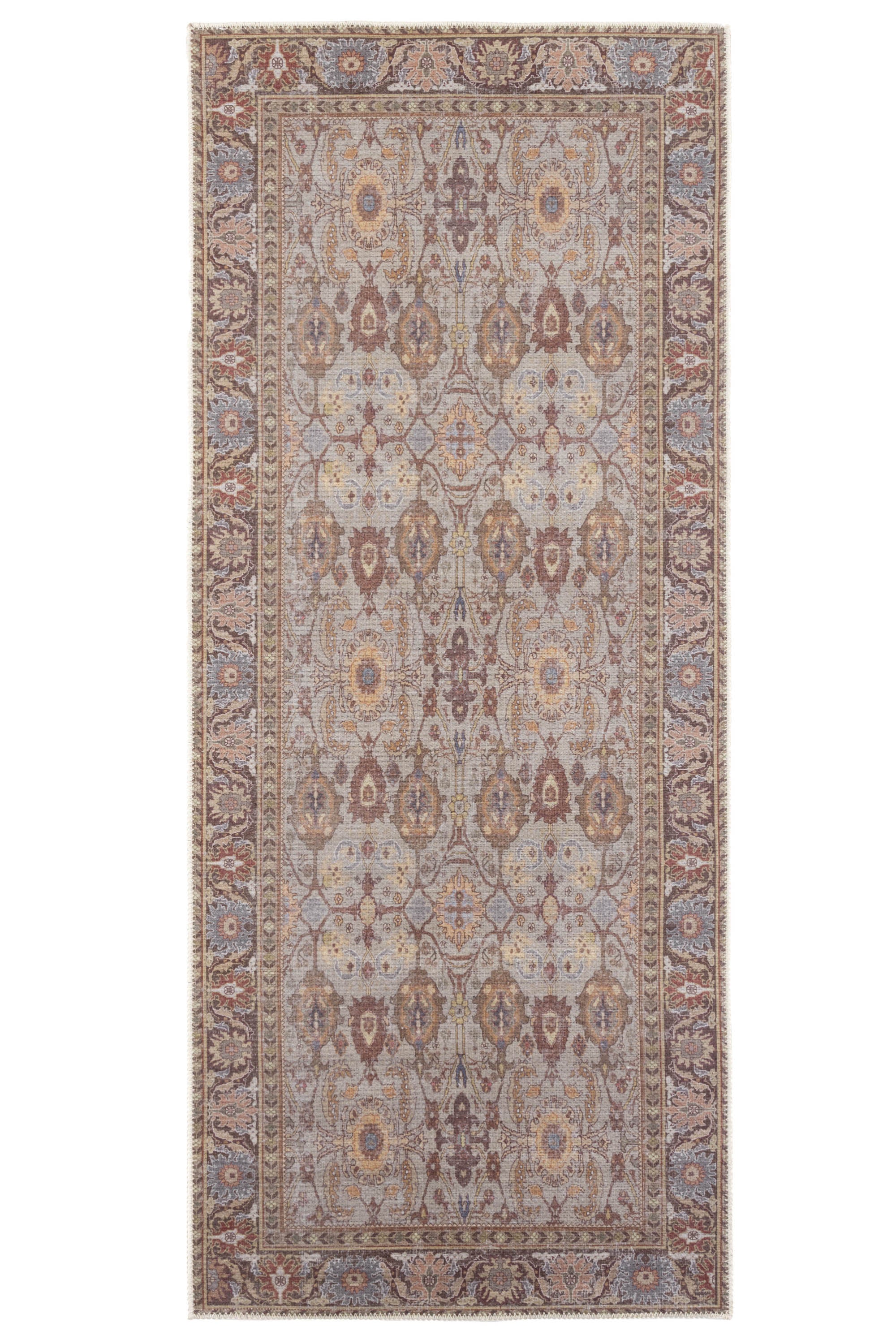 Vintage style Persian runner with bordered floral pattern