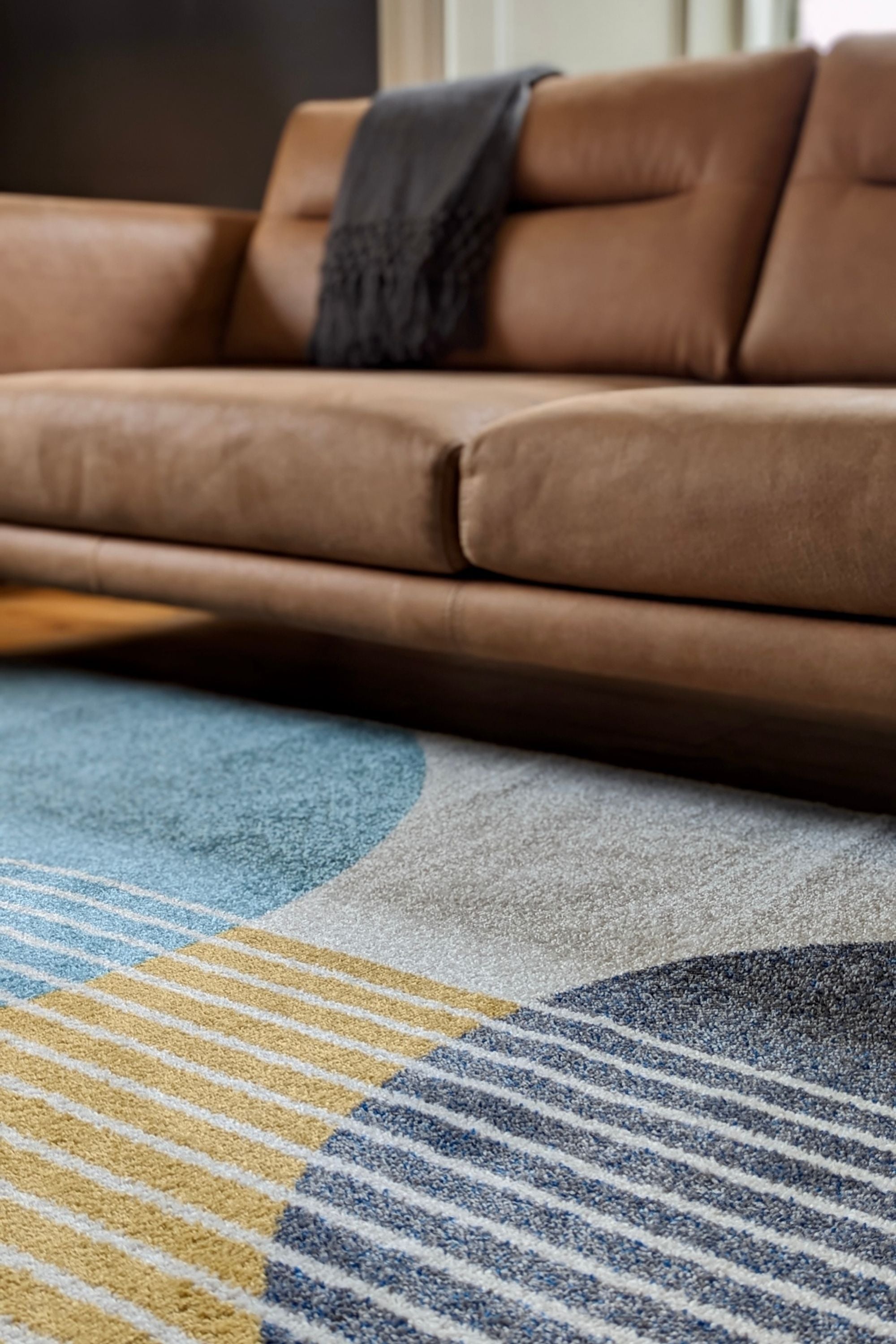retro blue flatweave rug