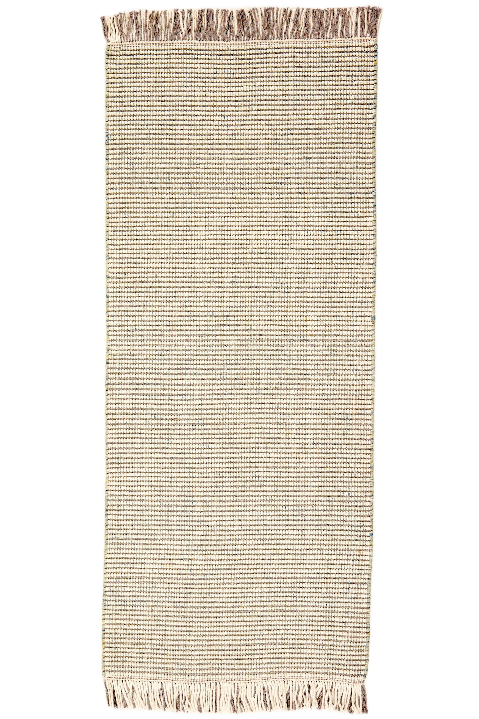 Grey and white textured flatweave runner