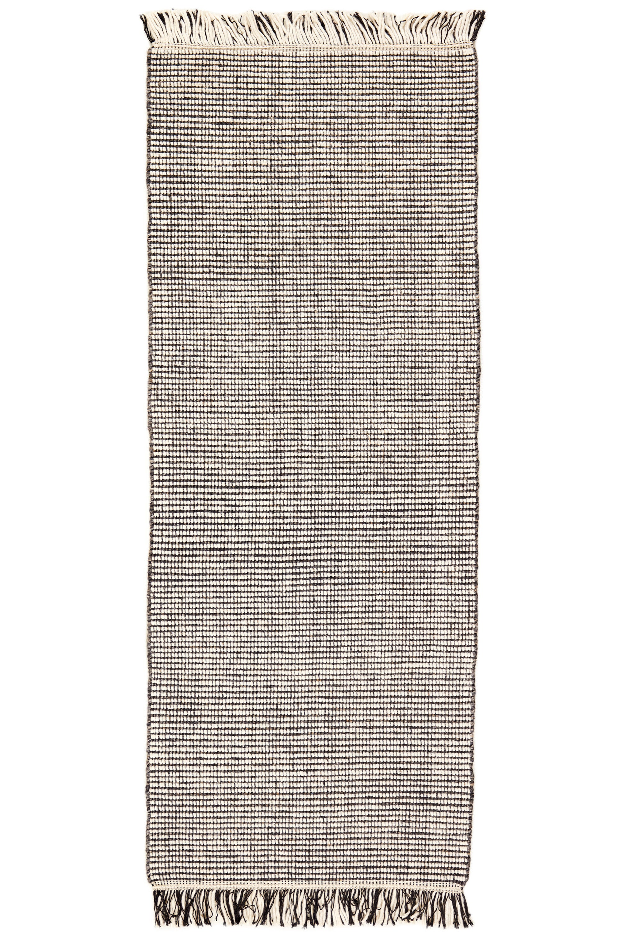 Dark grey and white textured flatweave runner