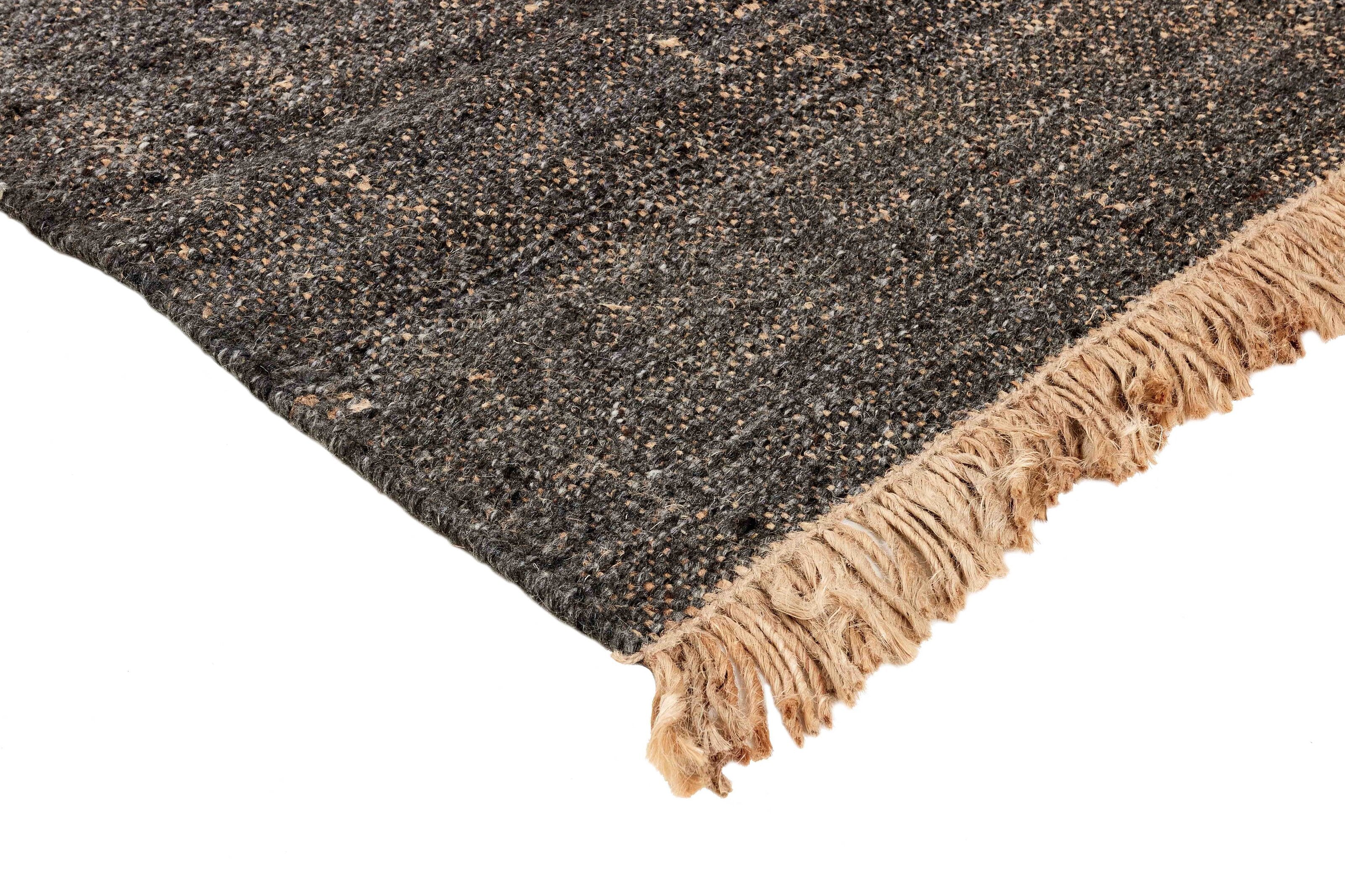 Black textured flatweave runner