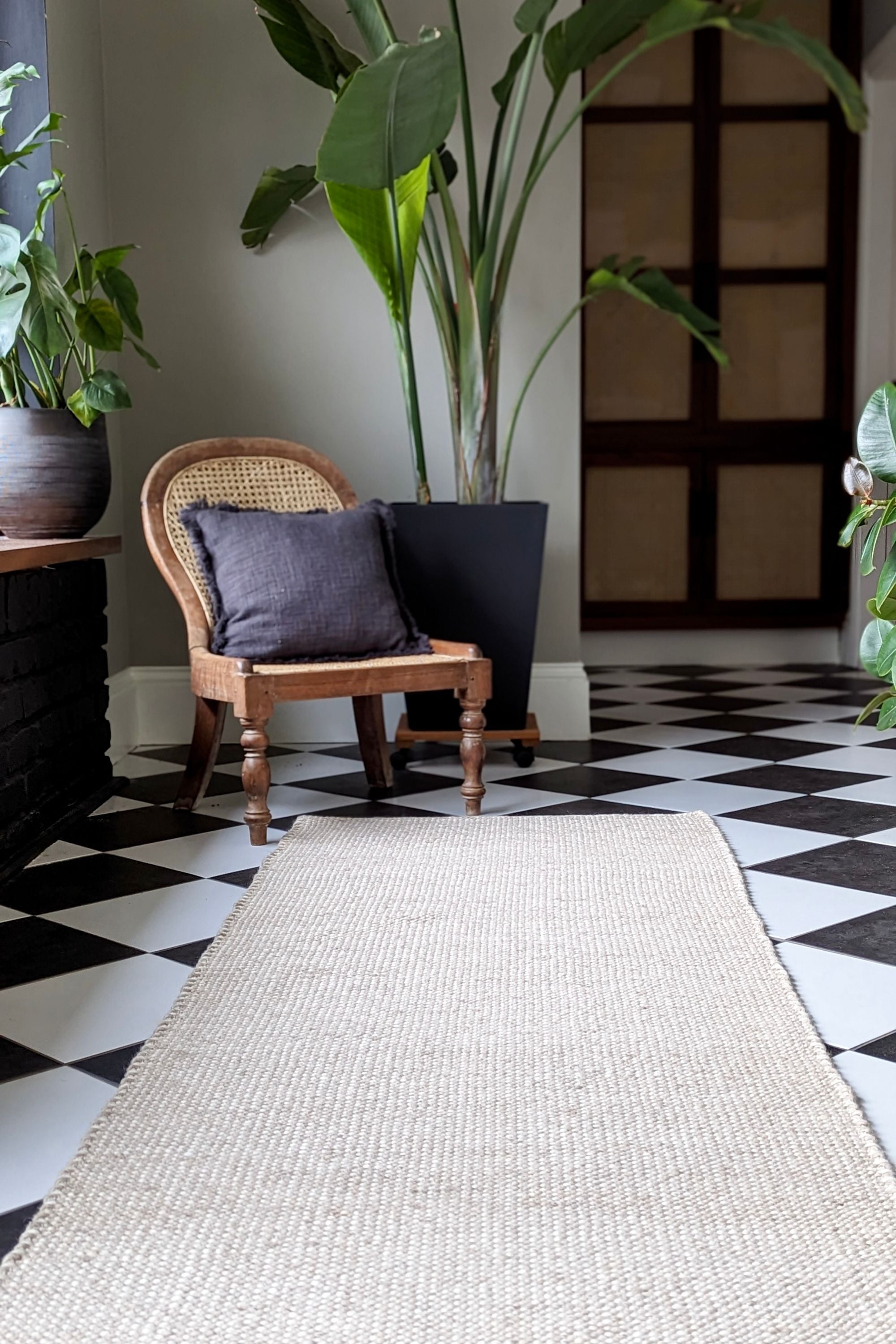 Beige textured hallway runner