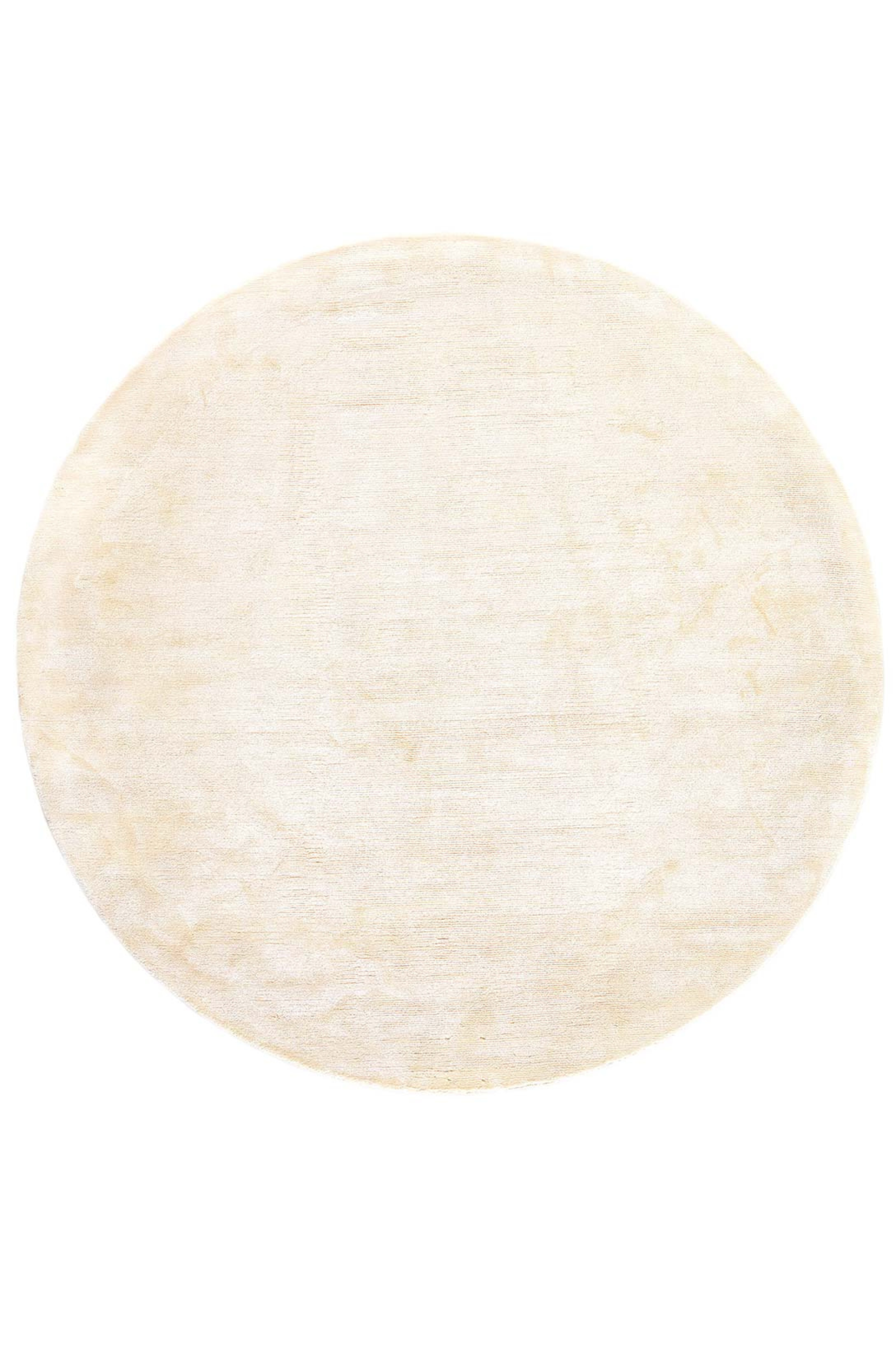 large plain beige viscose circle rug