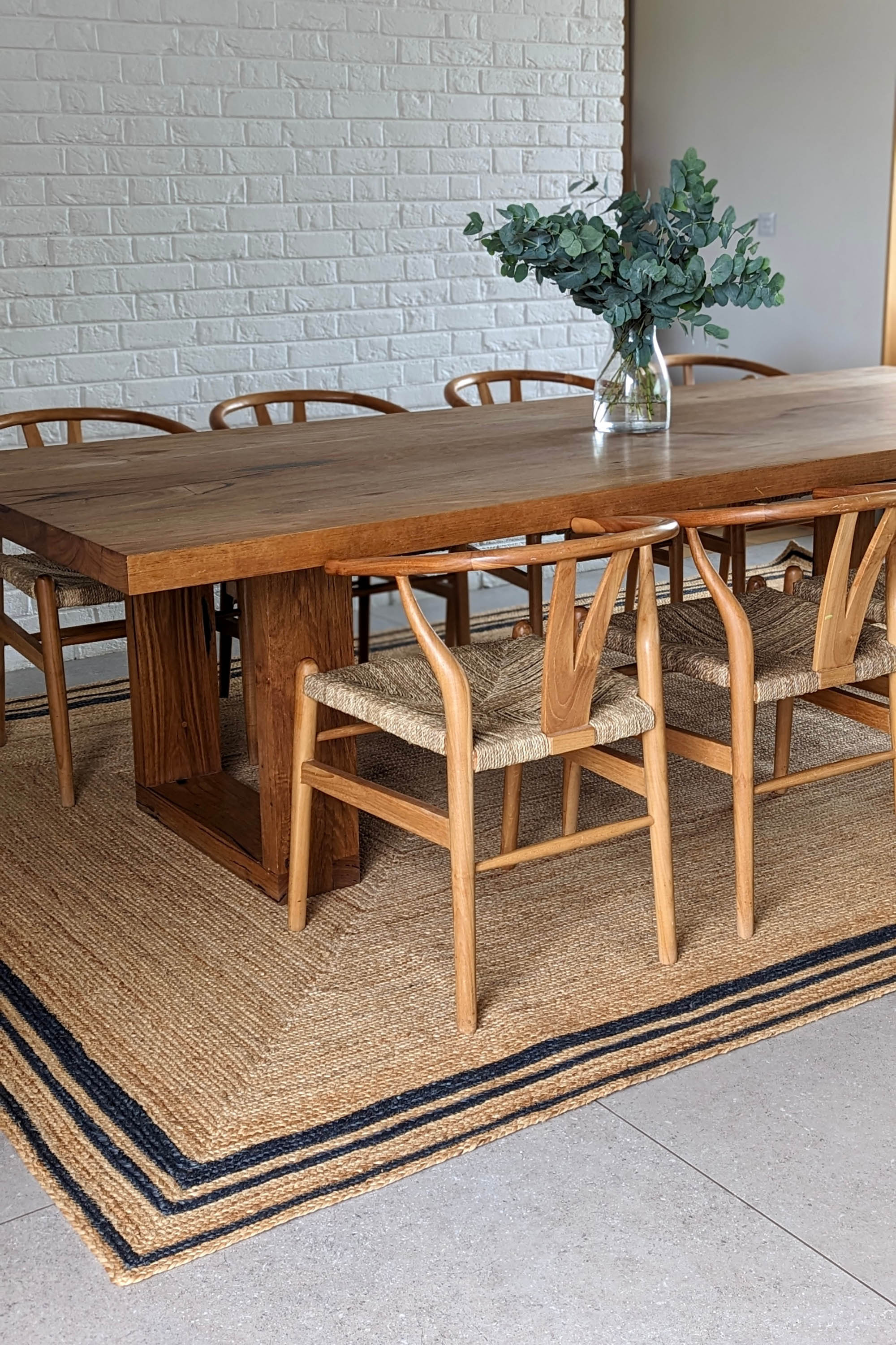 jute rug with black border