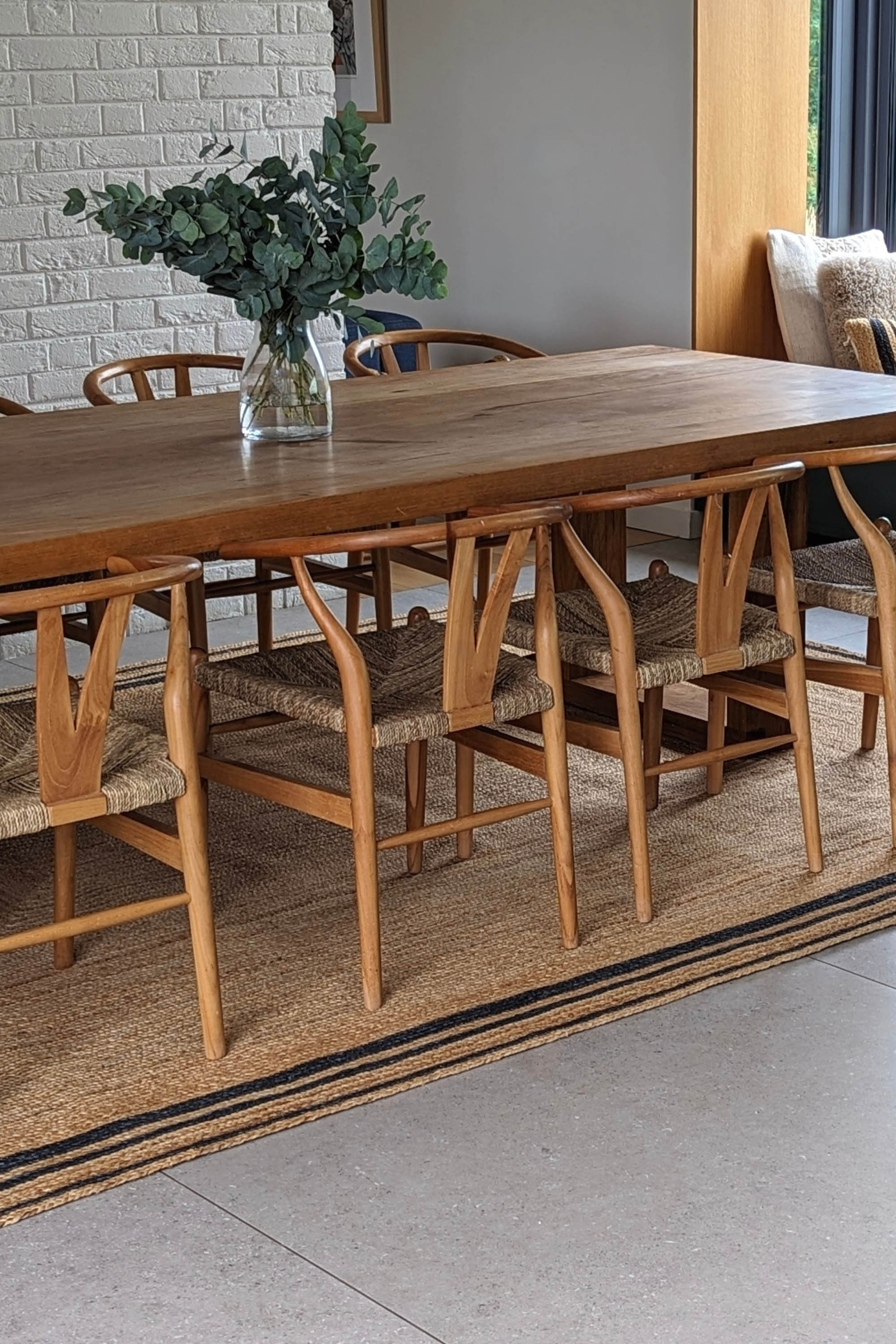 jute rug with black border