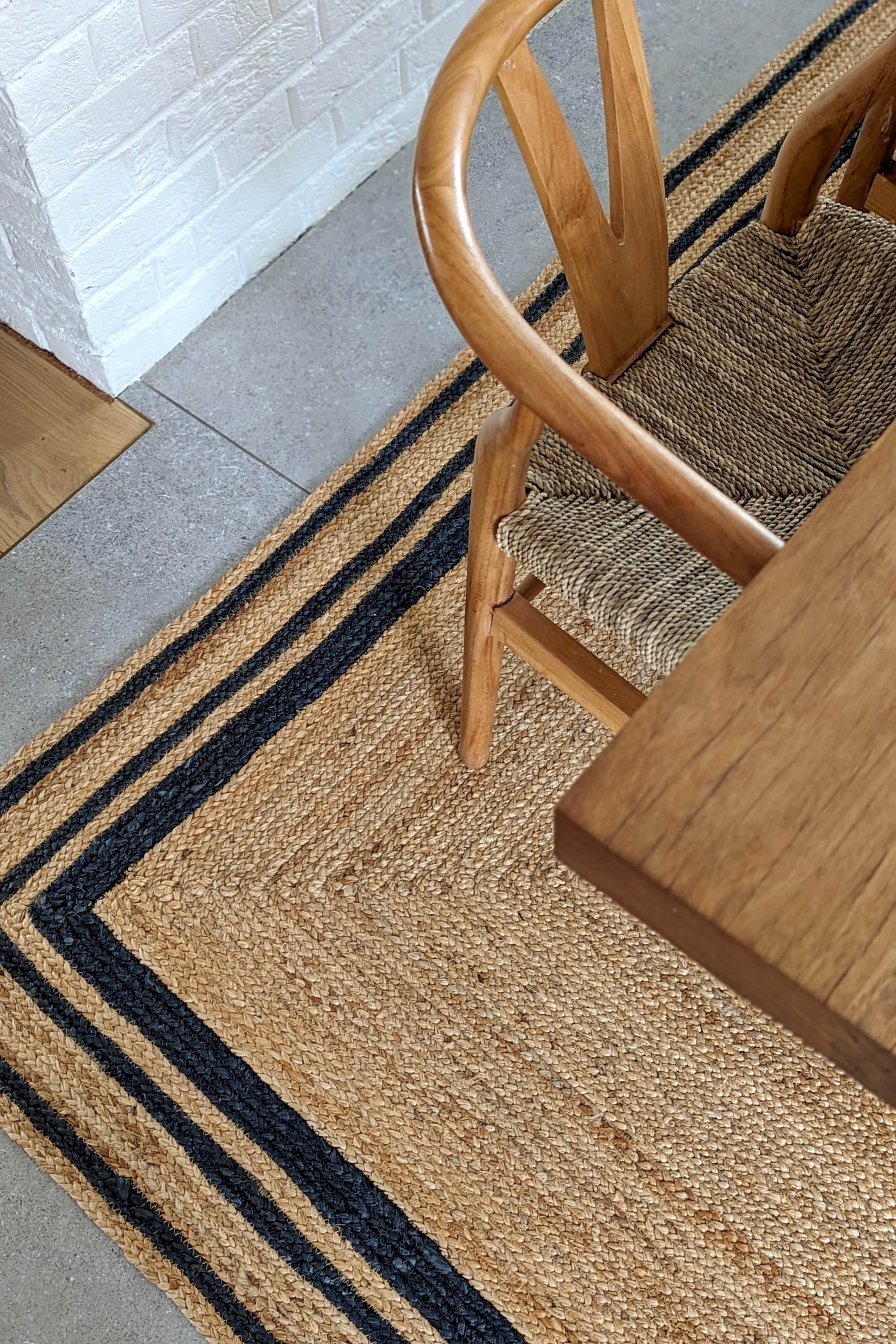jute rug with black border
