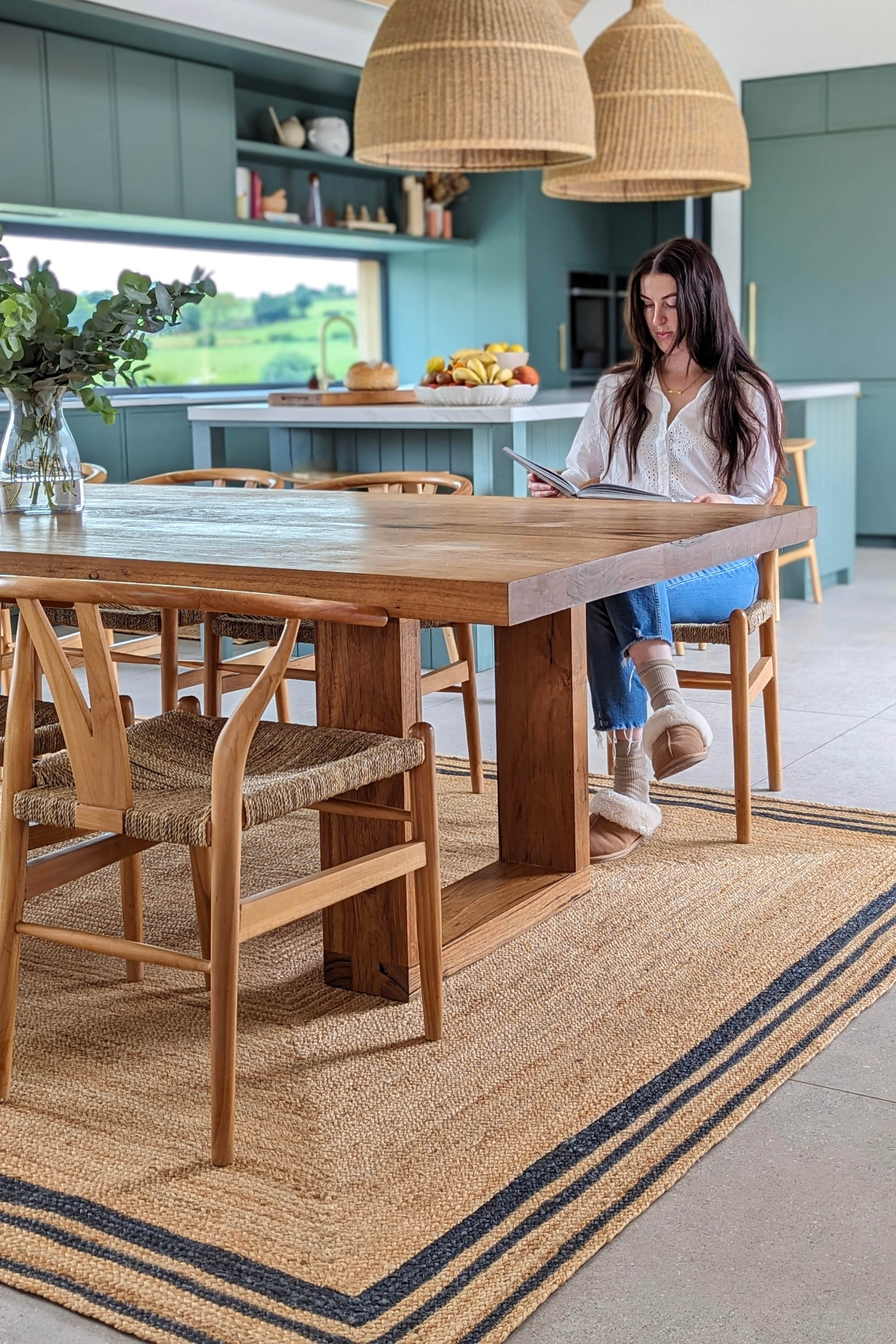 jute rug with black border
