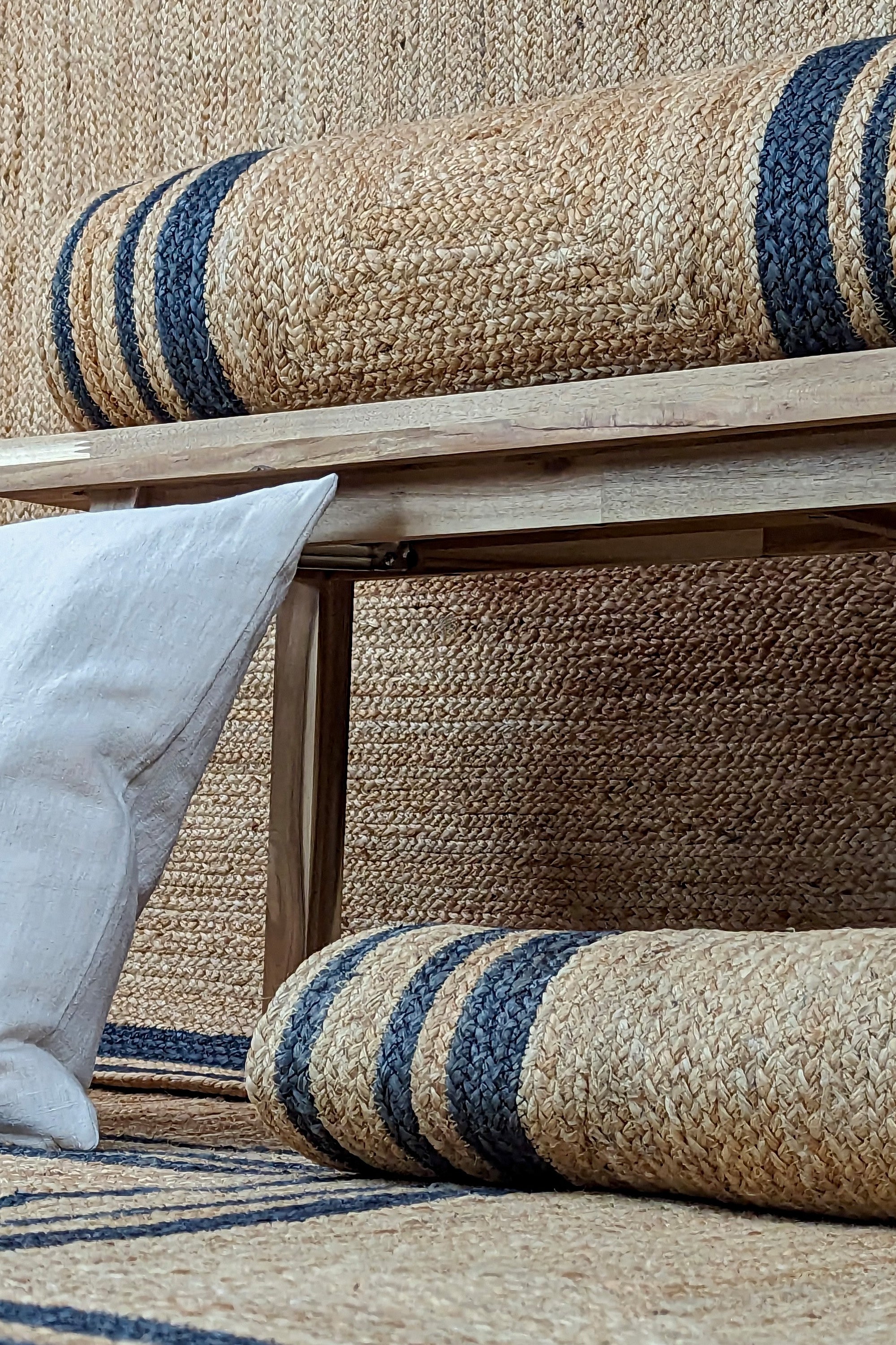 jute rug with black border