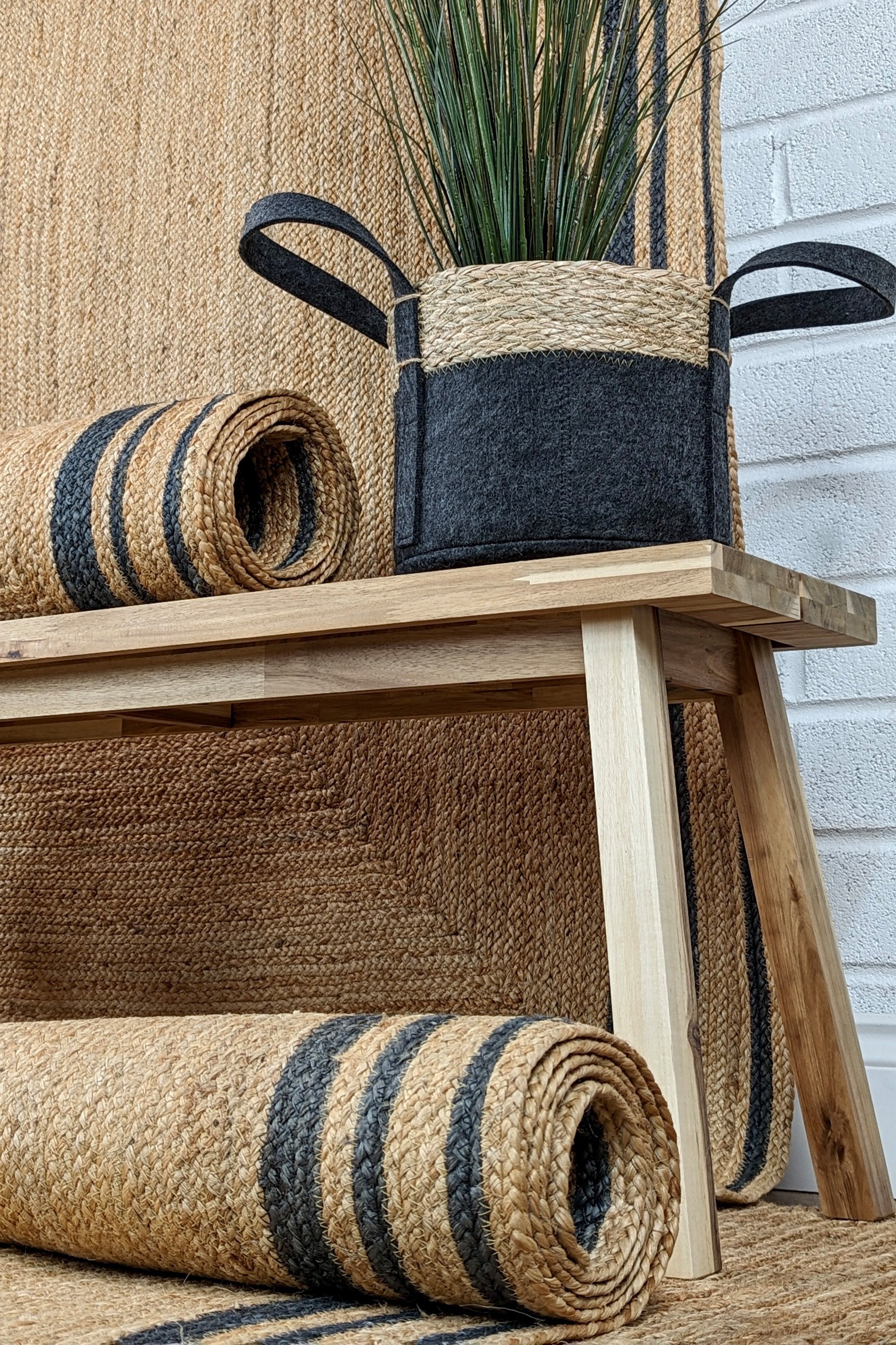 jute rug with black border