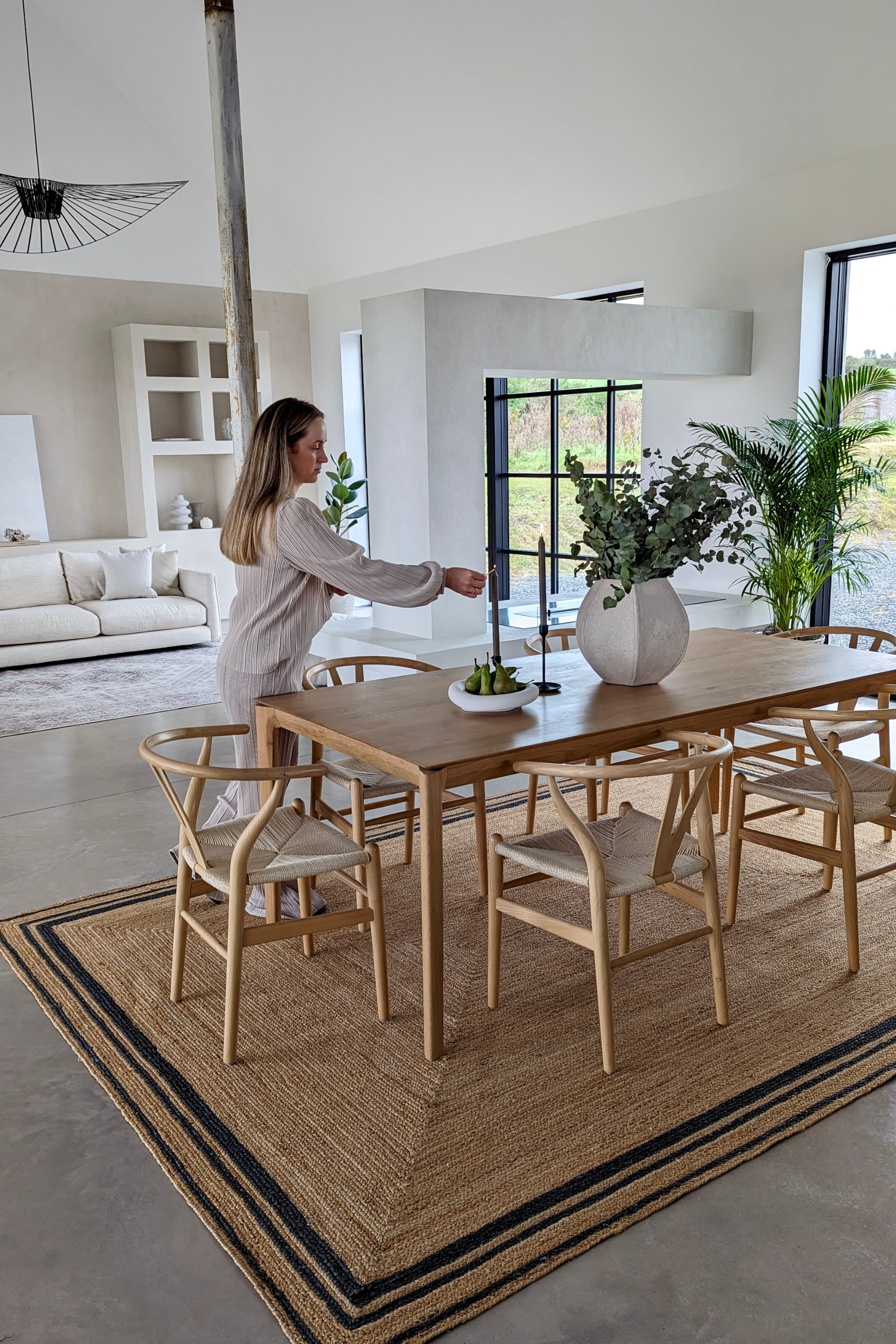 jute rug with black border