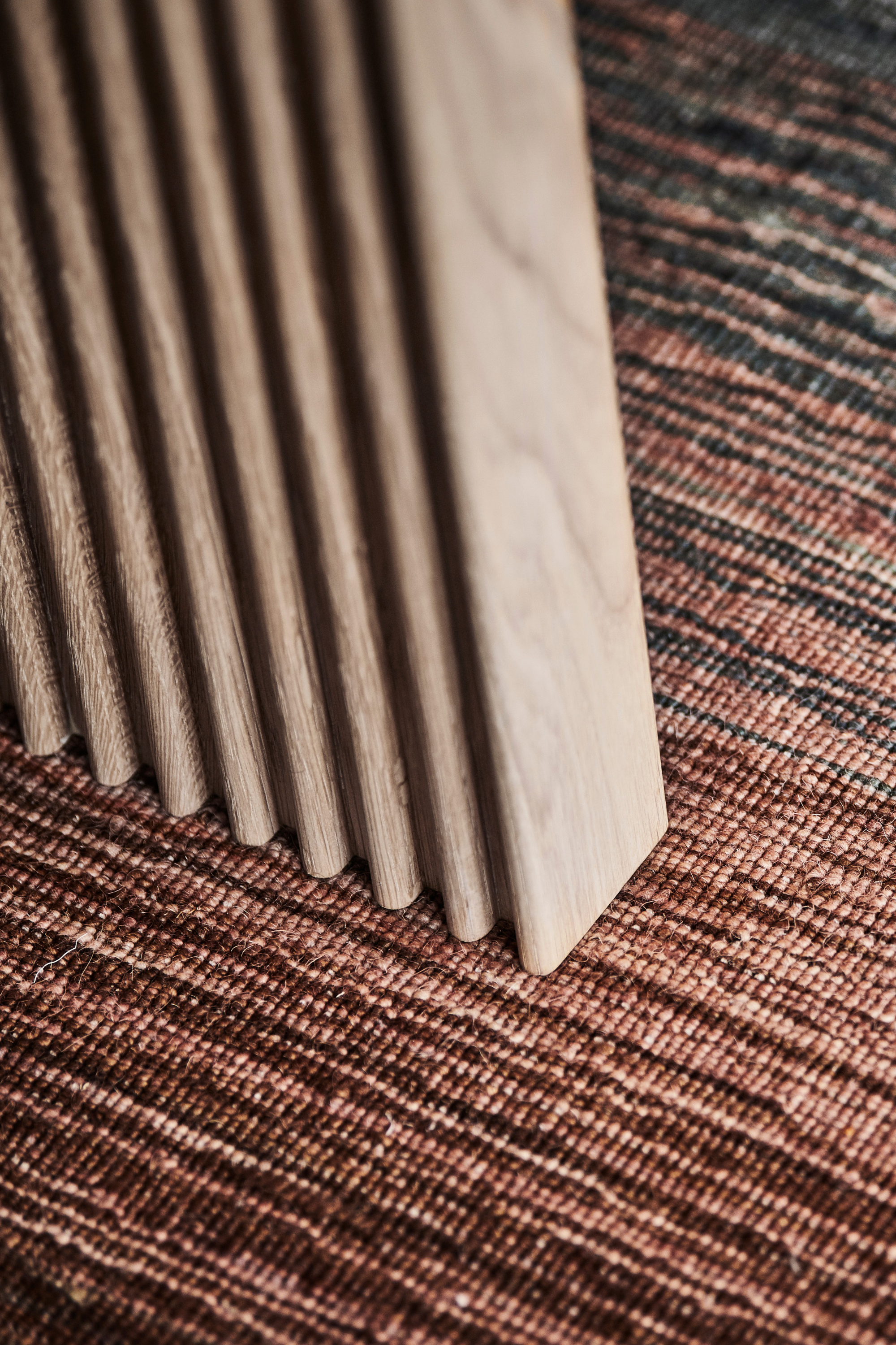 brown, red, blue and orange ombre flatweave kelim rug