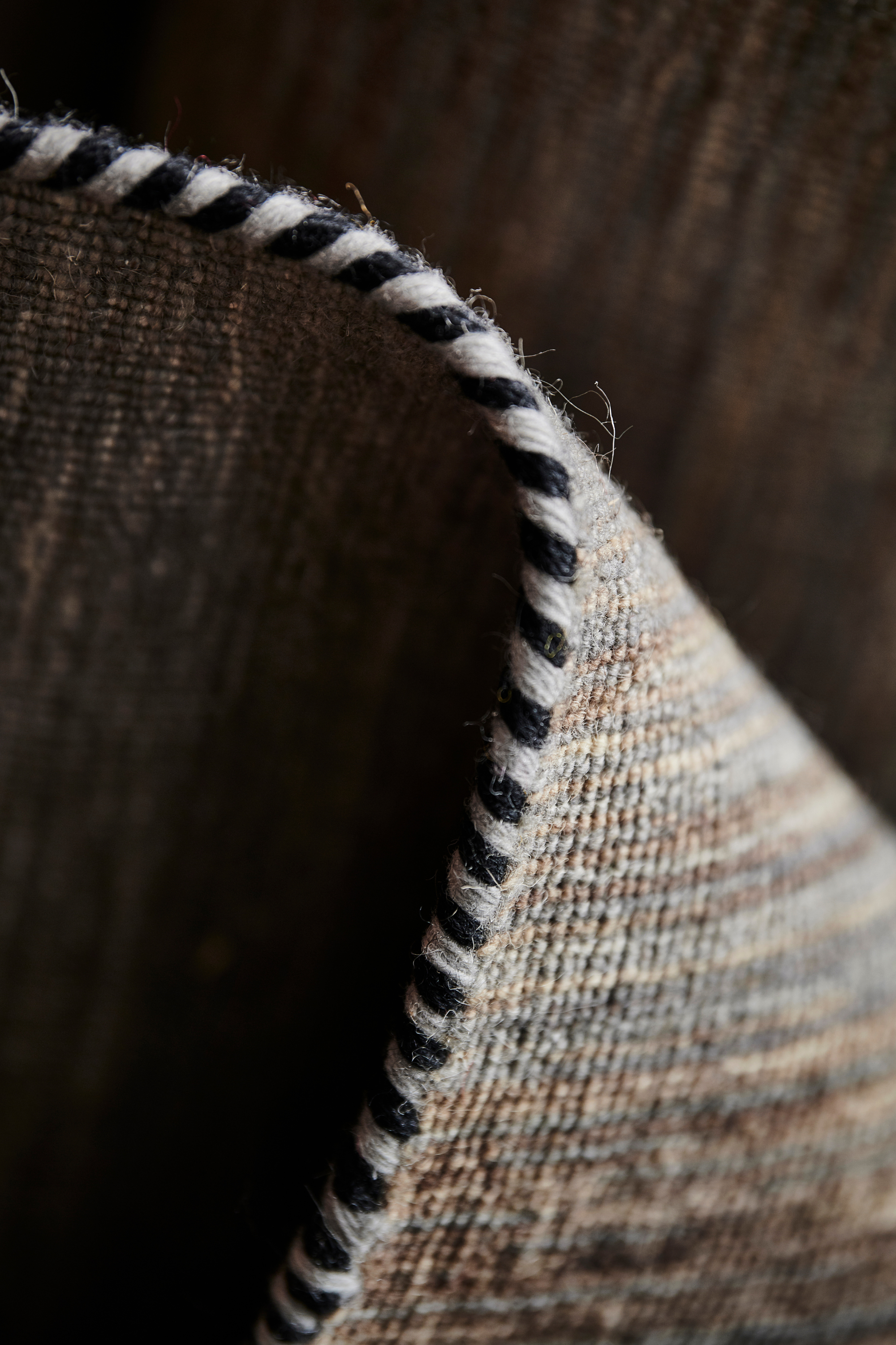 brown, red, blue and orange ombre flatweave kelim rug