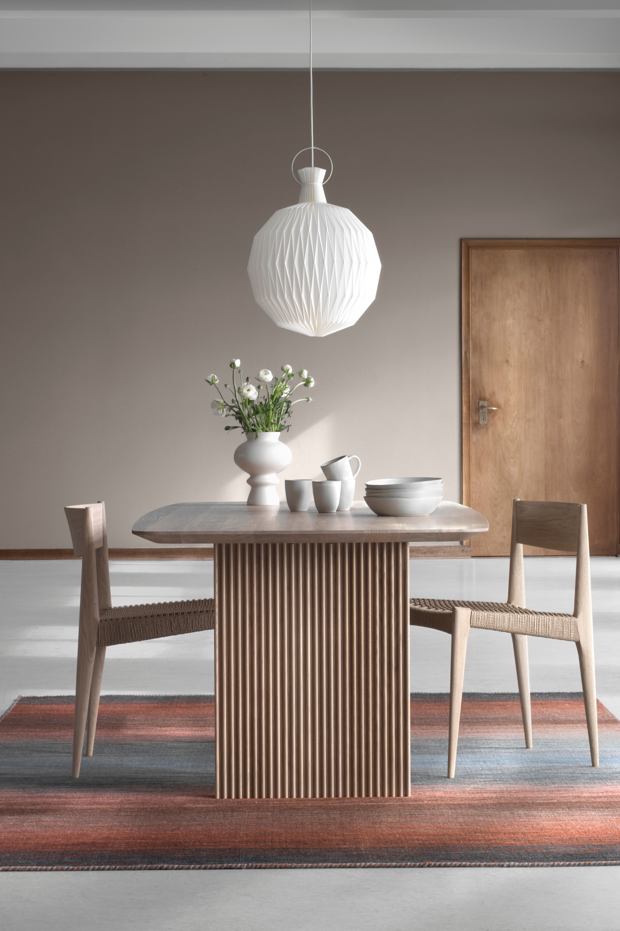 brown, red, blue and orange ombre flatweave kelim rug