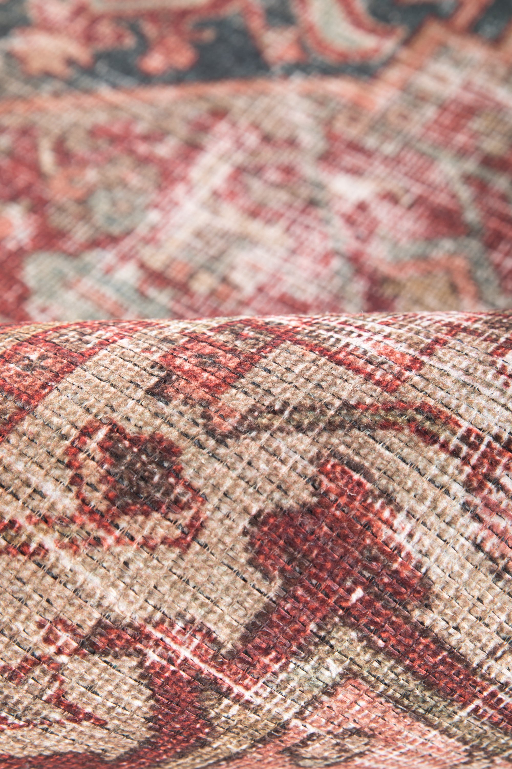 Vintage style Persian rug with multicolour bordered pattern