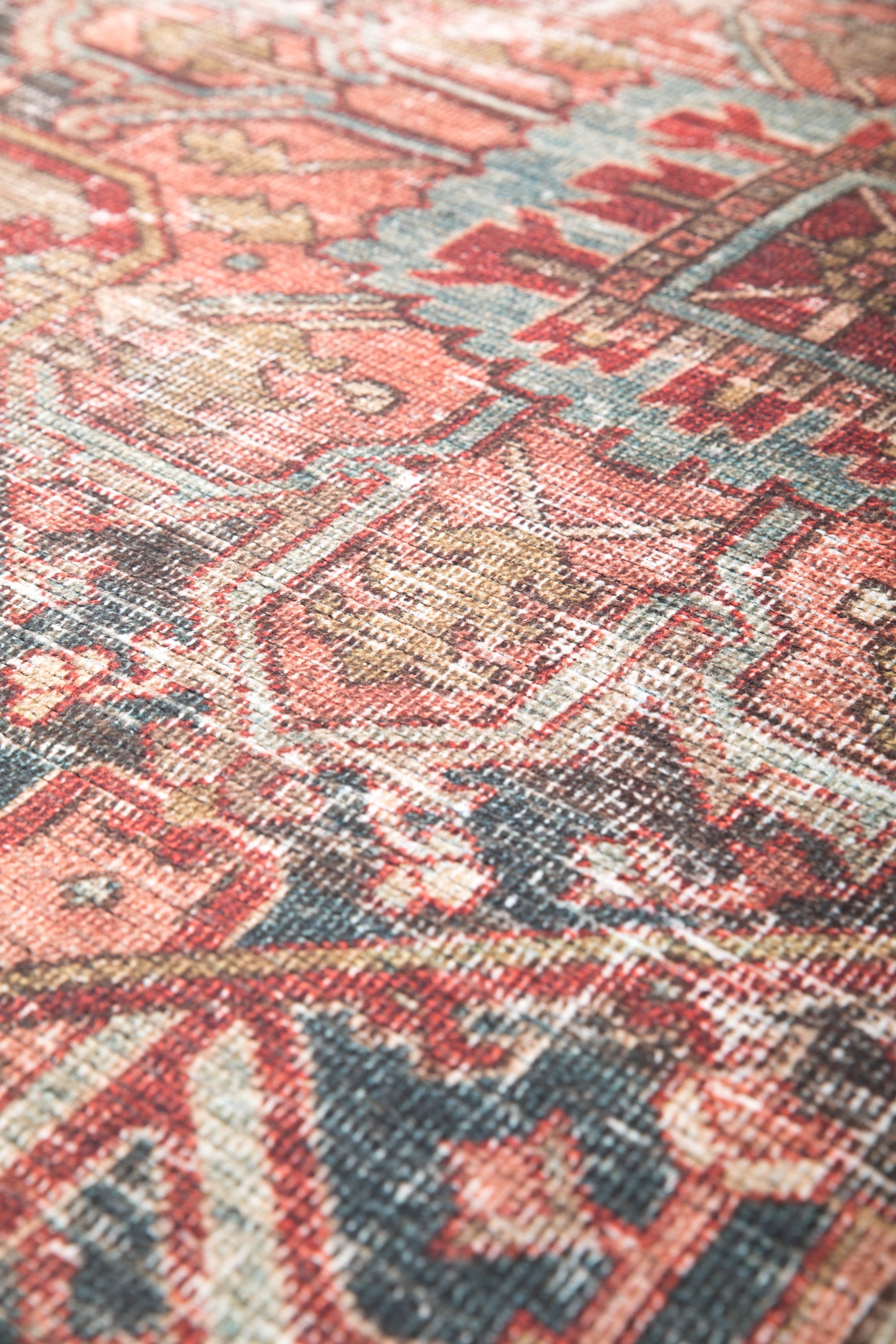 Vintage style Persian rug with multicolour bordered pattern