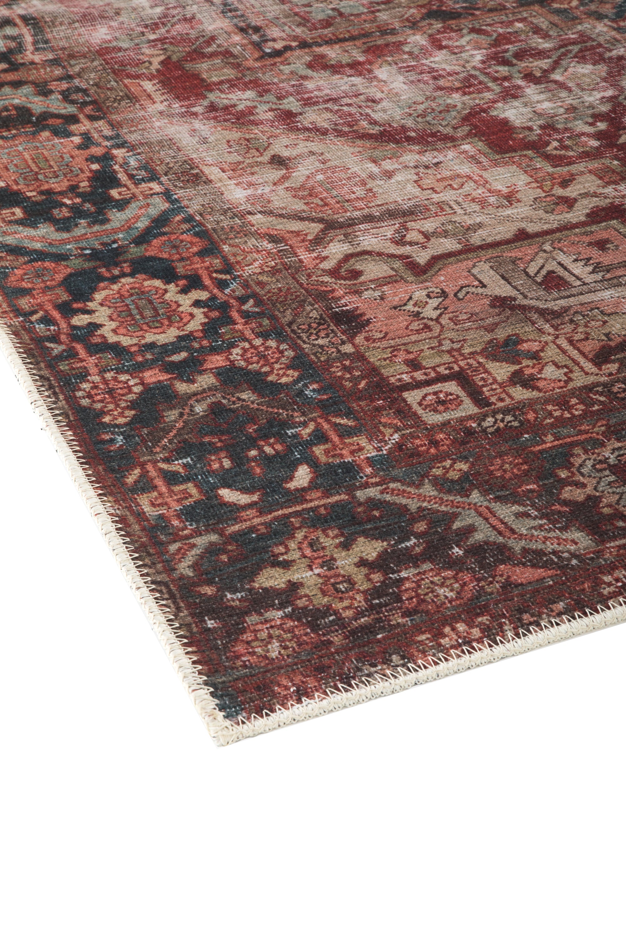 Vintage style Persian rug with multicolour bordered pattern