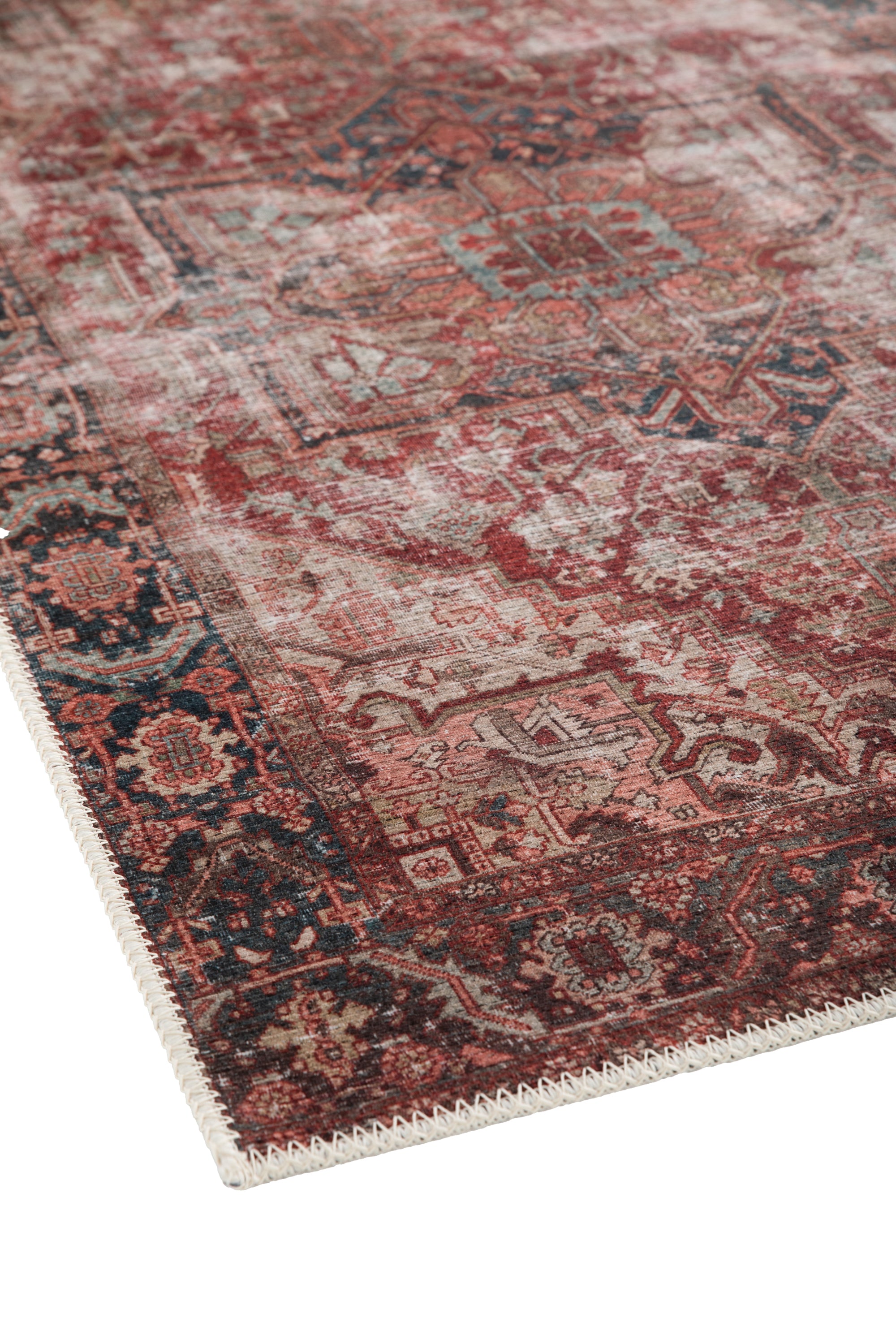 Vintage style Persian rug with multicolour bordered pattern