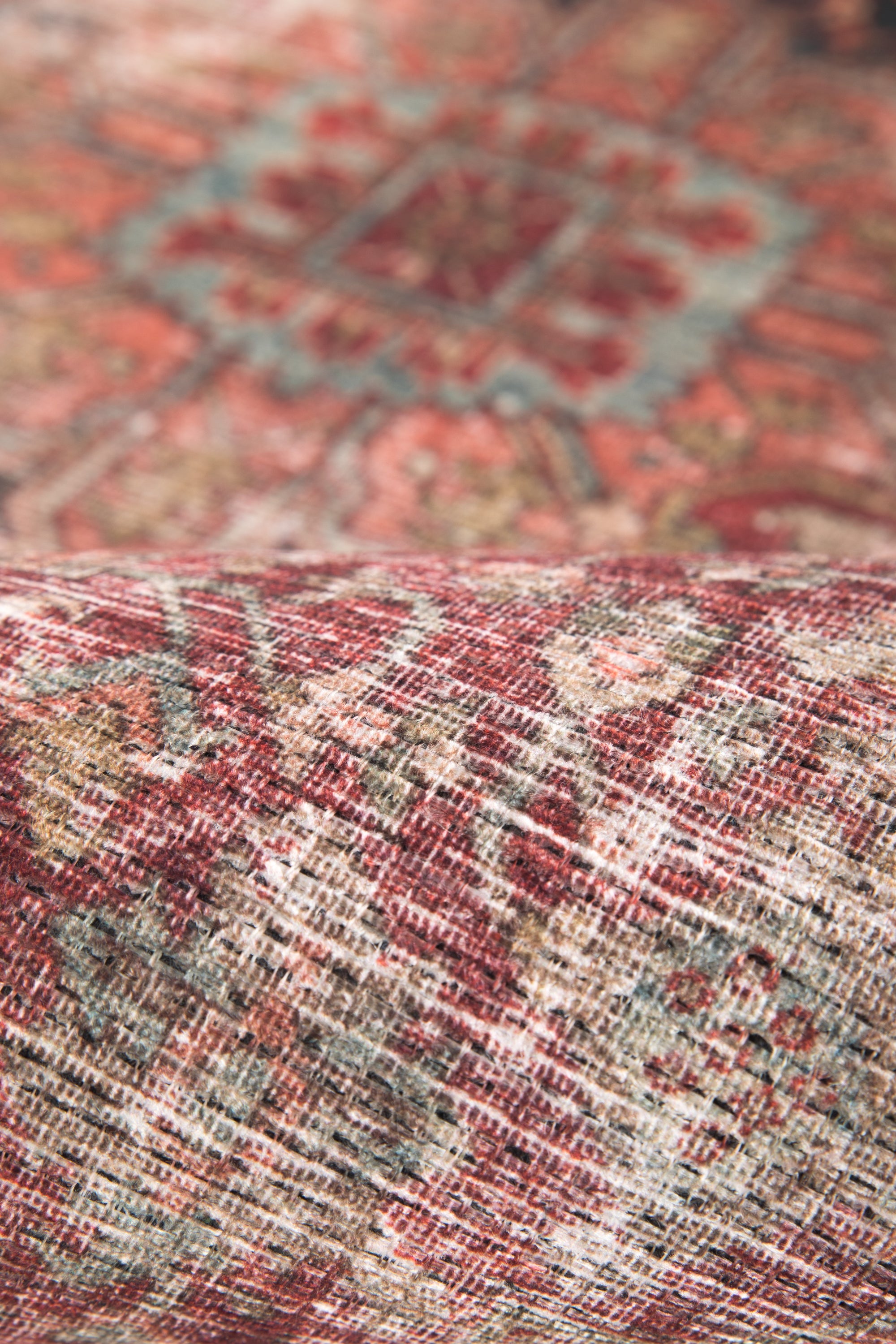 Vintage style Persian rug with multicolour bordered pattern