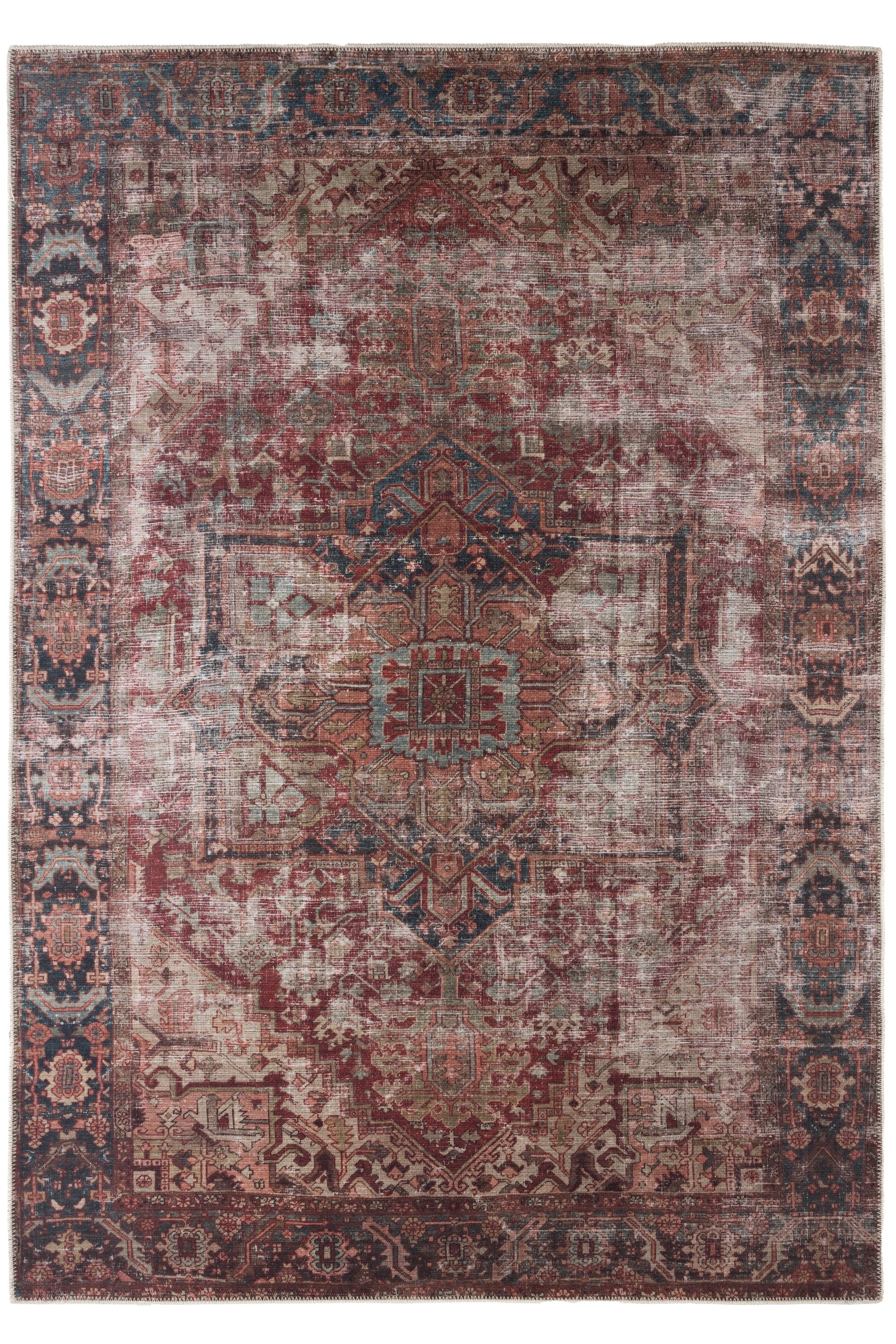Vintage style Persian rug with multicolour bordered pattern