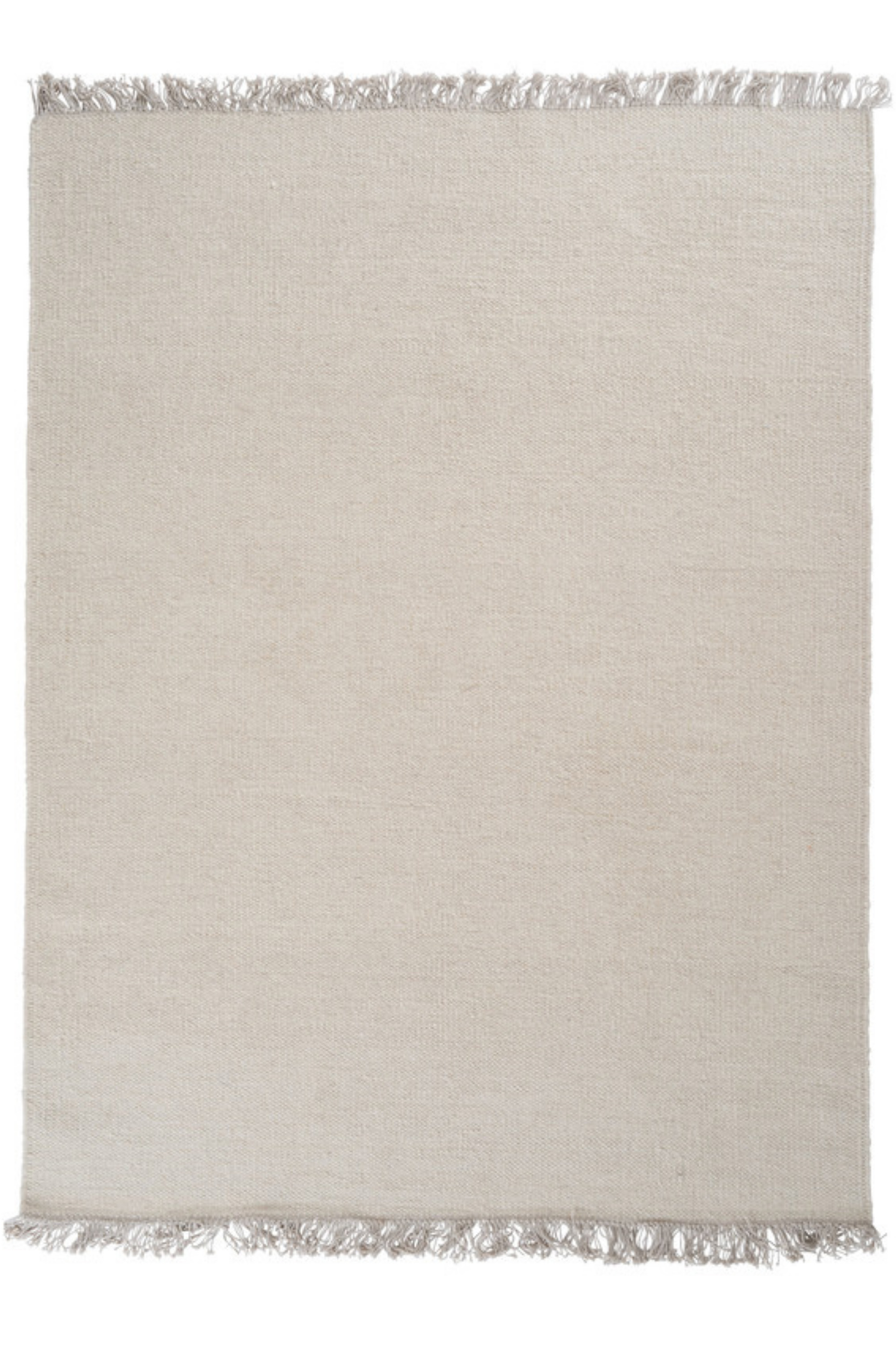 Plain white wool rug
