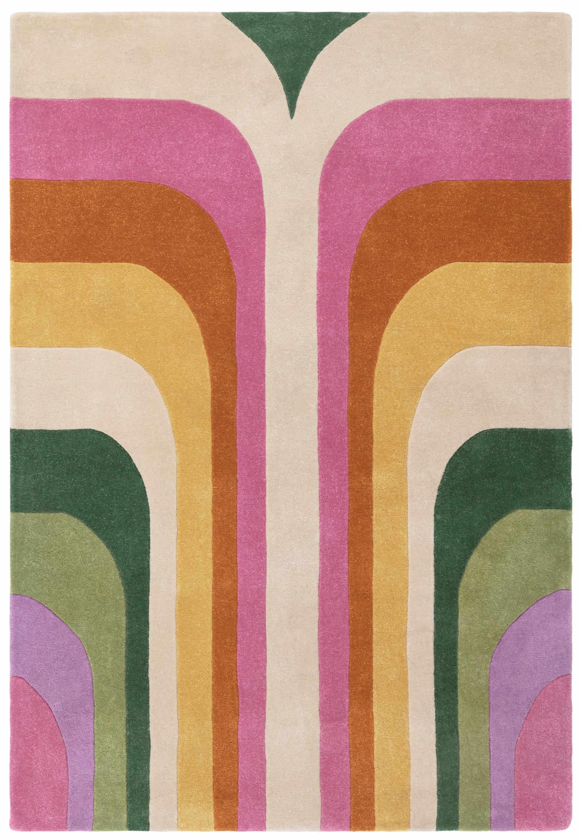 Multicolour retro style rug