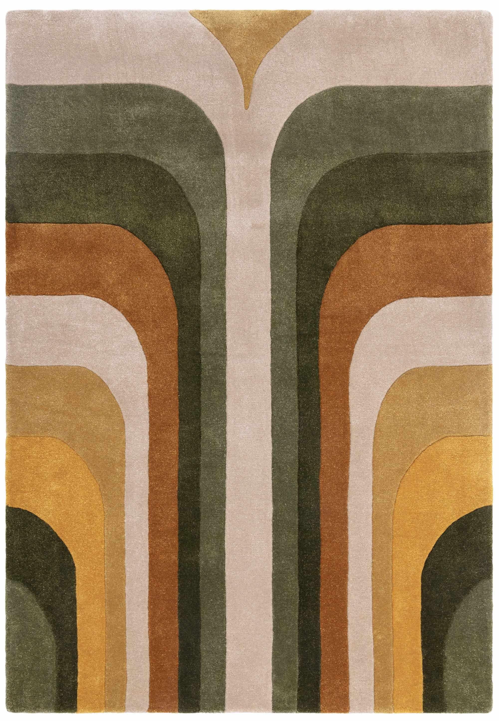 Multicolour retro style rug