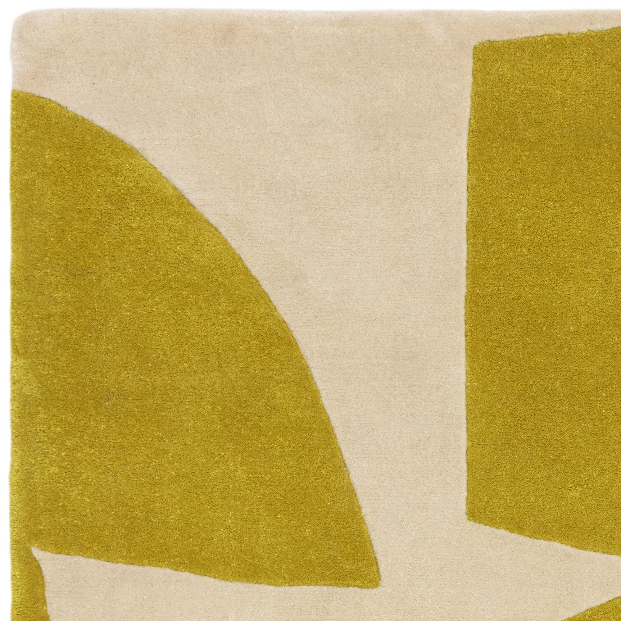 Yellow and cream rug with abstract pattern