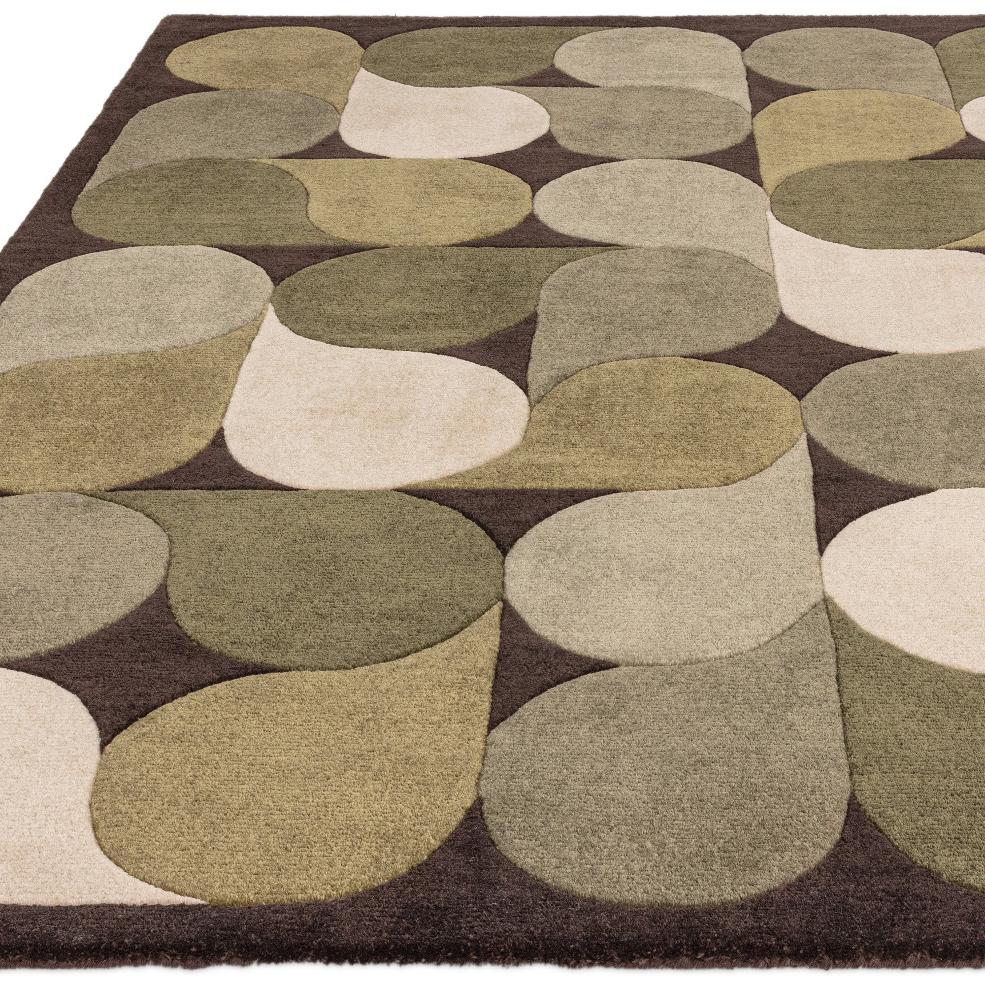 Green rug with an abstract pattern