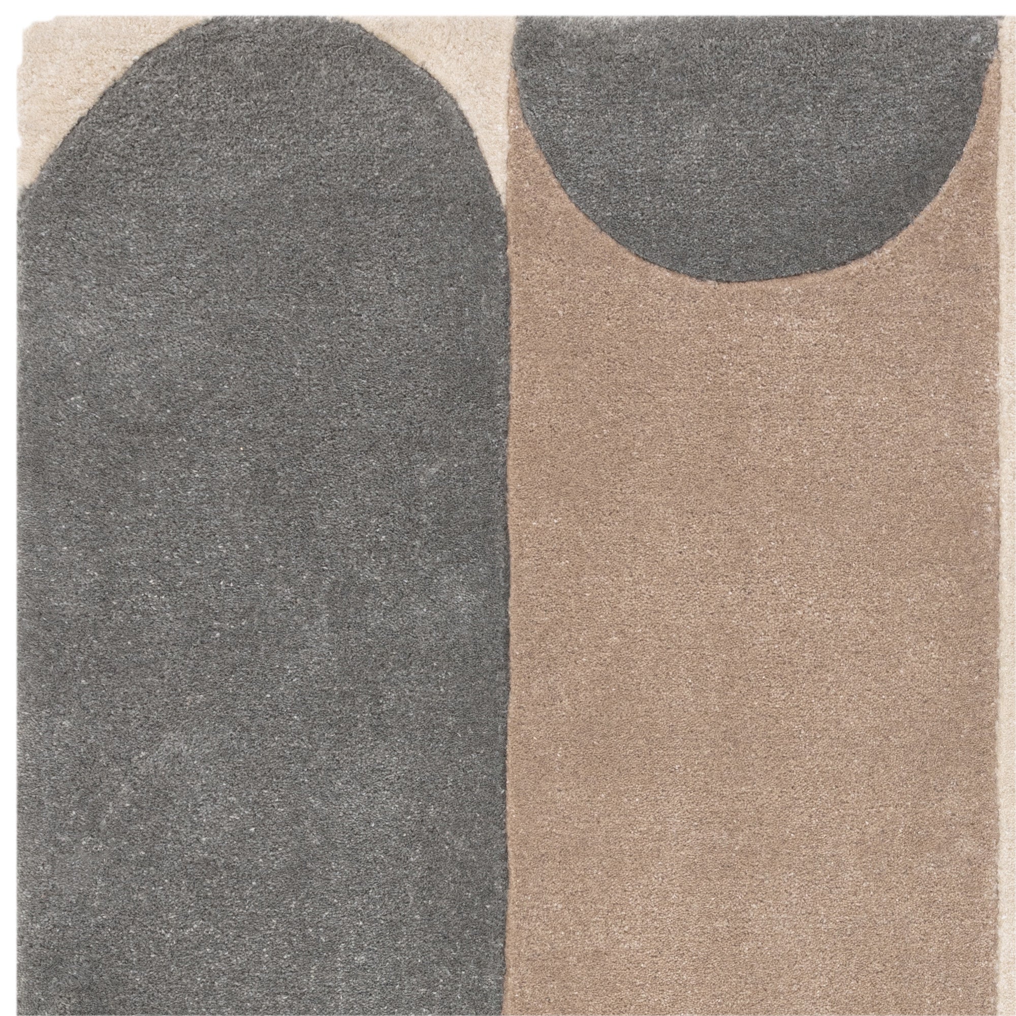 Multicolour retro rug with linear and circle pattern