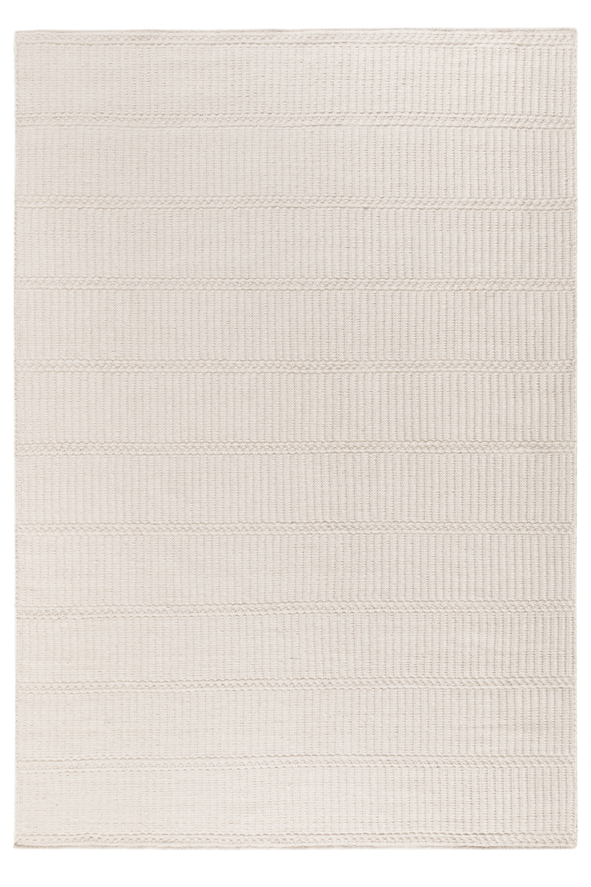 beige wool and cotton rug featuring a design inspired by ancient irish script