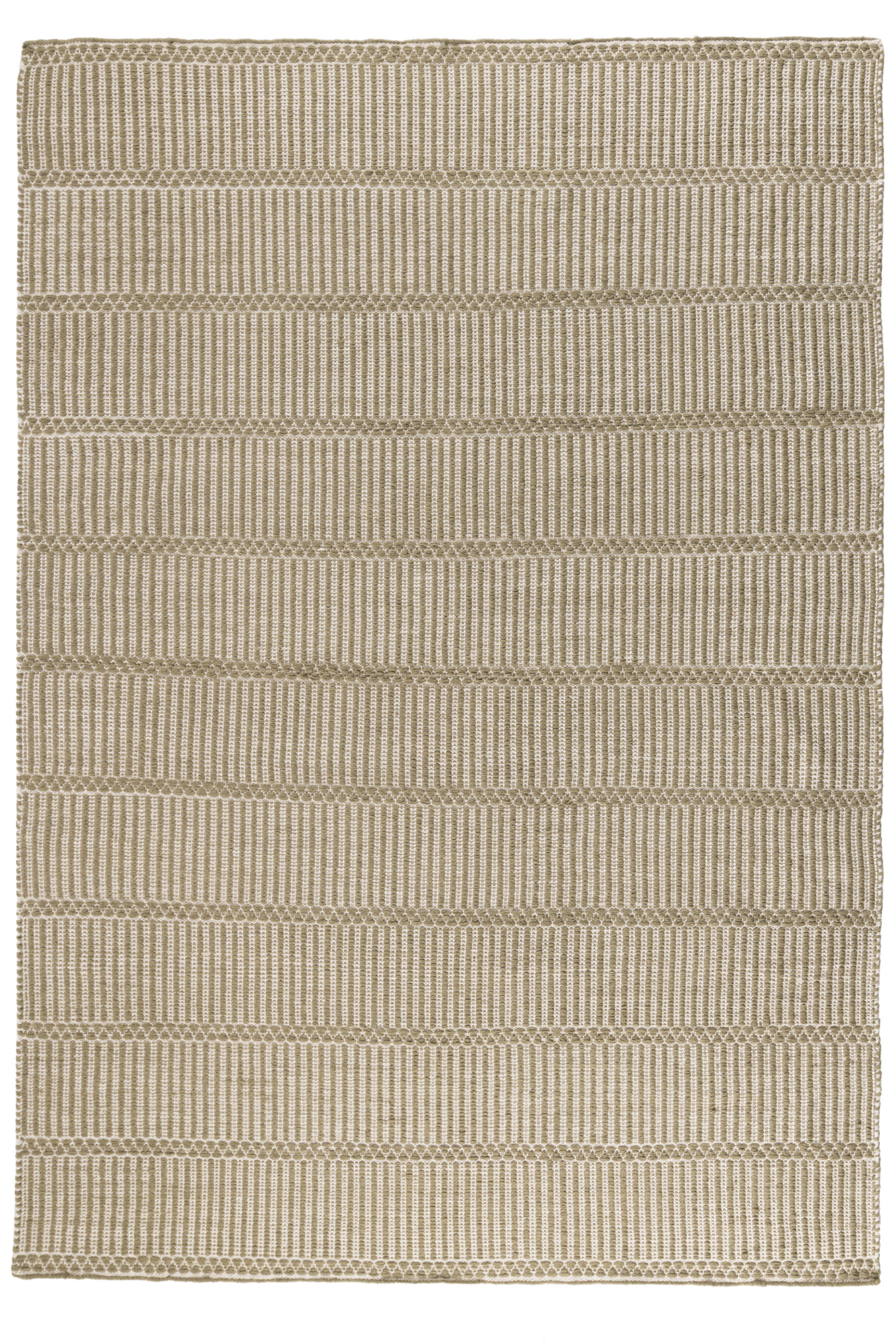 wool and cotton rug in dark green moss tones featuring a design inspired by ancient irish script