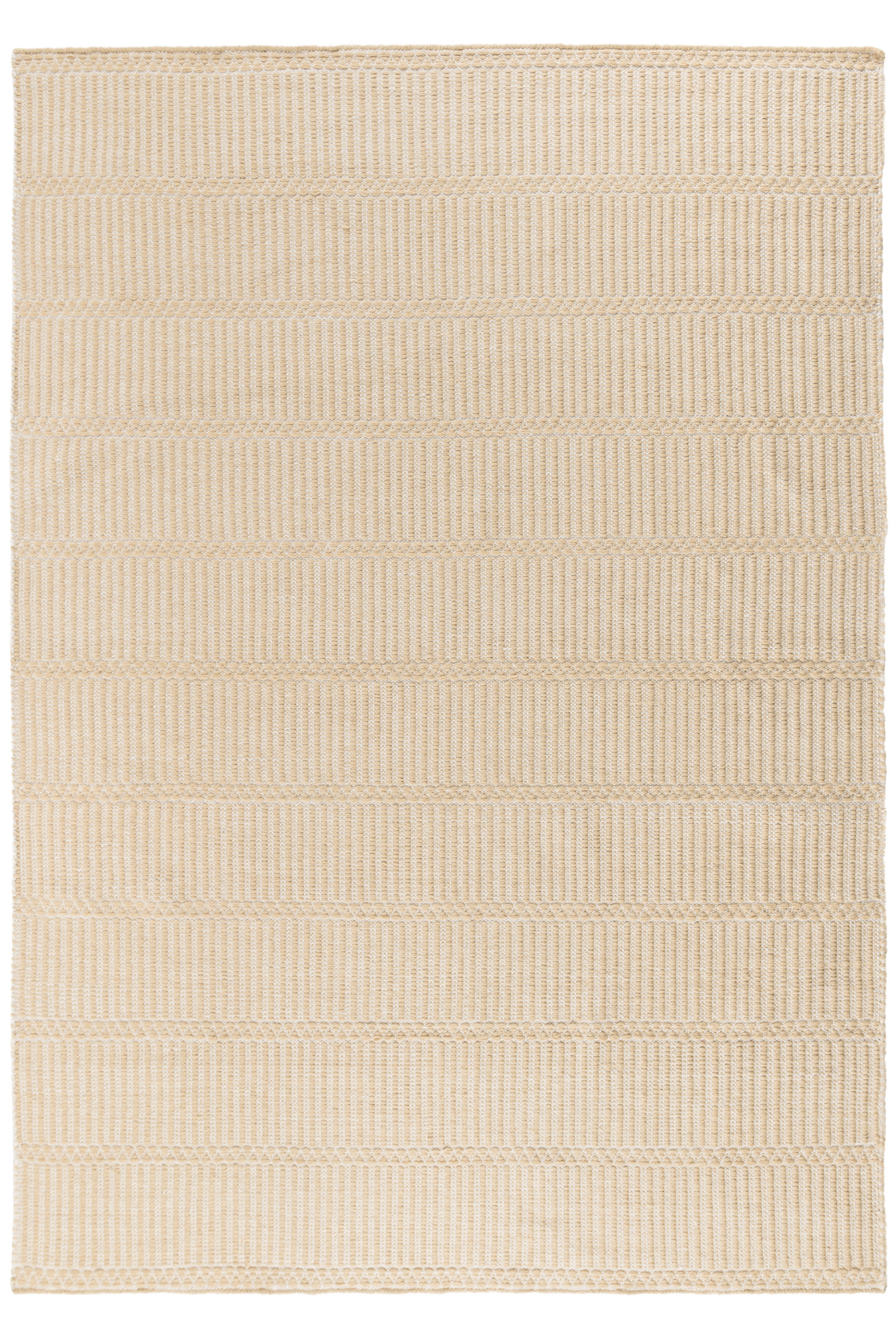 wool and cotton rug in a golden straw tone featuring a design inspired by ancient irish script
