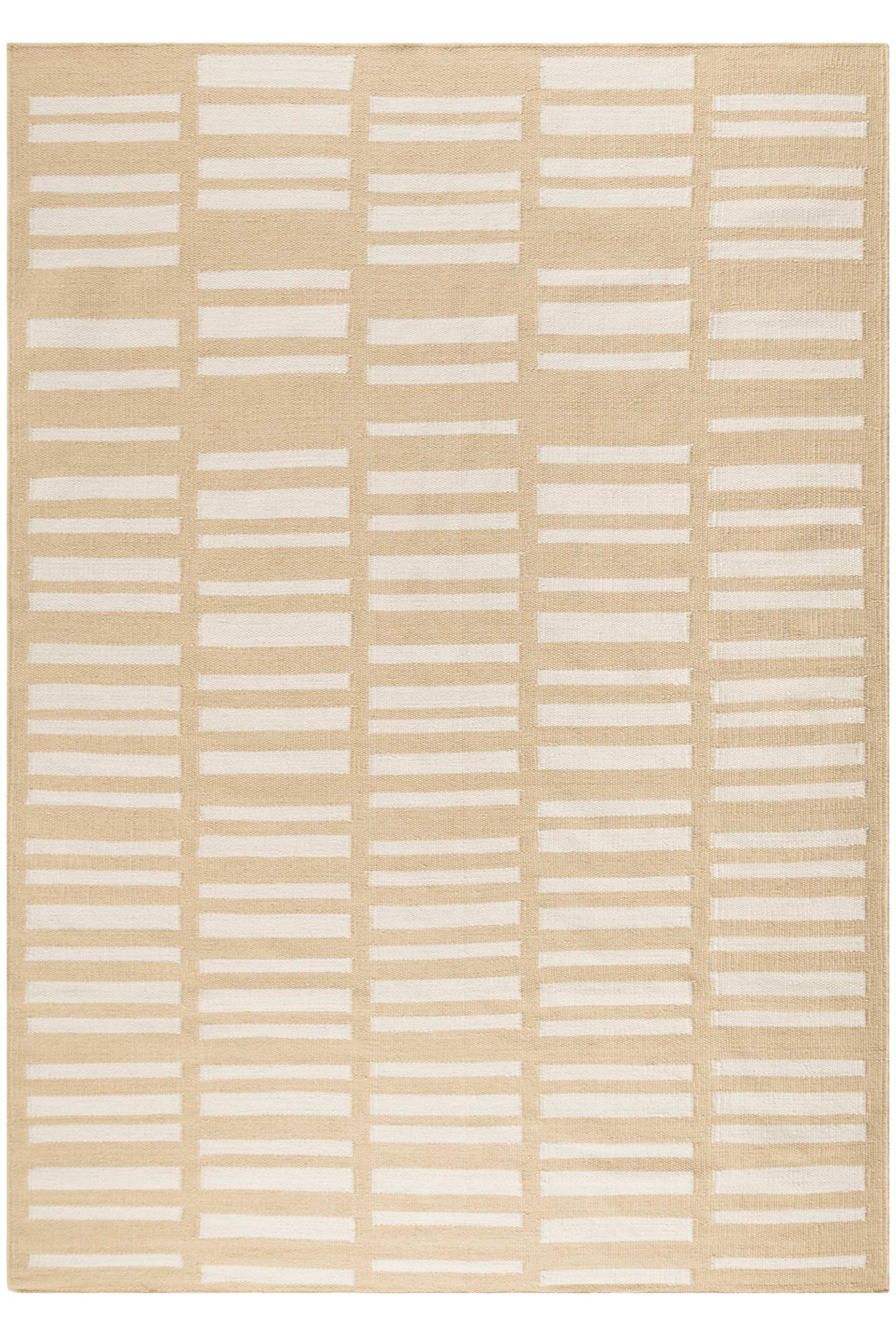 beige and straw toned wool and cotton rug featuring an irregular linear pattern